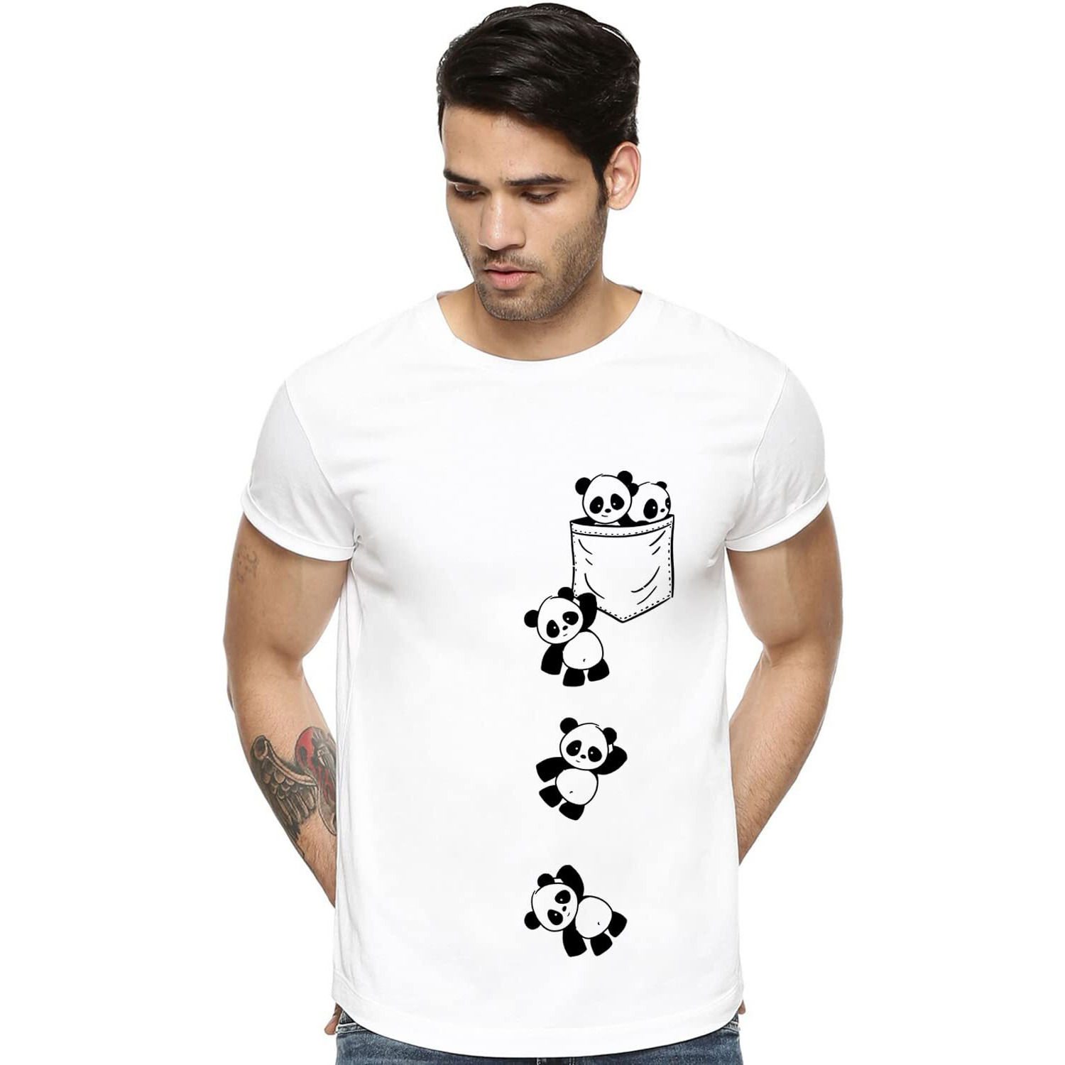 Adro Men's Graphic Printed T-Shirt (Rnr-M-Poc-Wh_White_L)