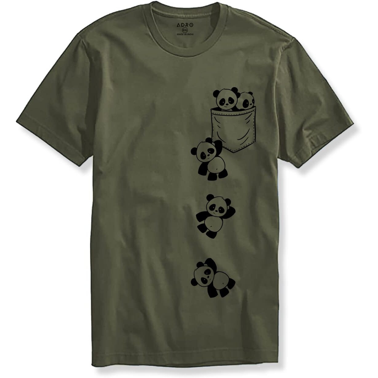 Adro Men's Graphic Printed T-Shirt (Rnr-M-Poc-Ol_Olive_L)