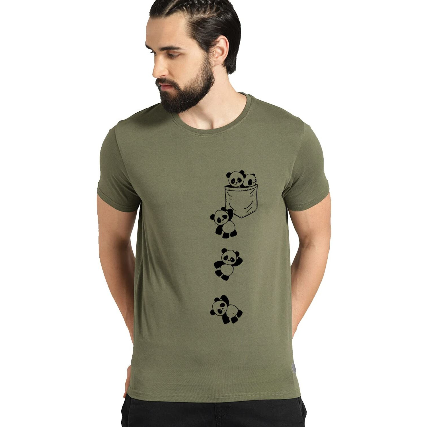 Adro Men's Graphic Printed T-Shirt (Rnr-M-Poc-Ol_Olive_L)