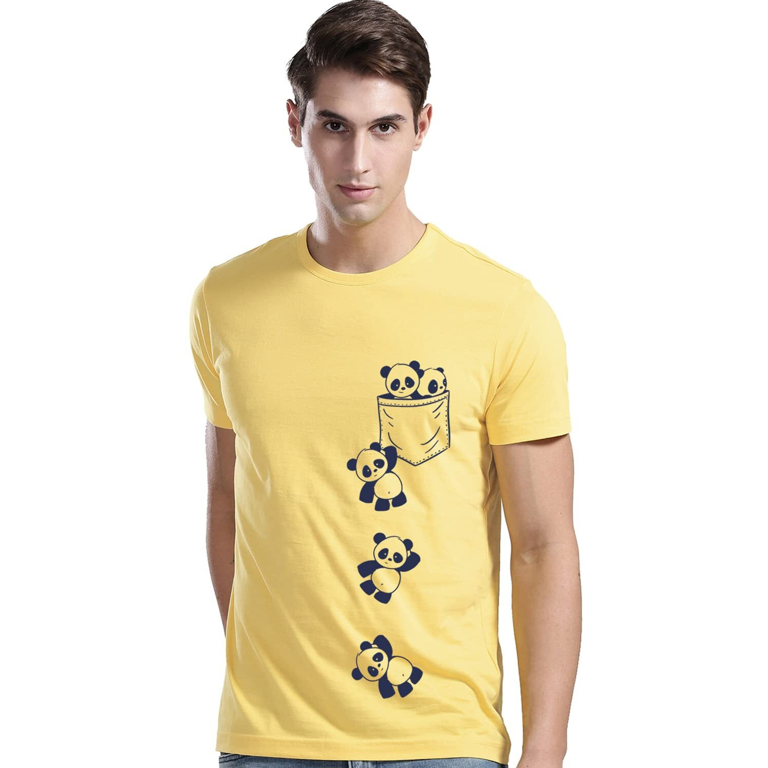 Adro Men's Graphic Printed T-Shirt (Rnr-M-Poc-Ly_Light Yellow_2Xl)