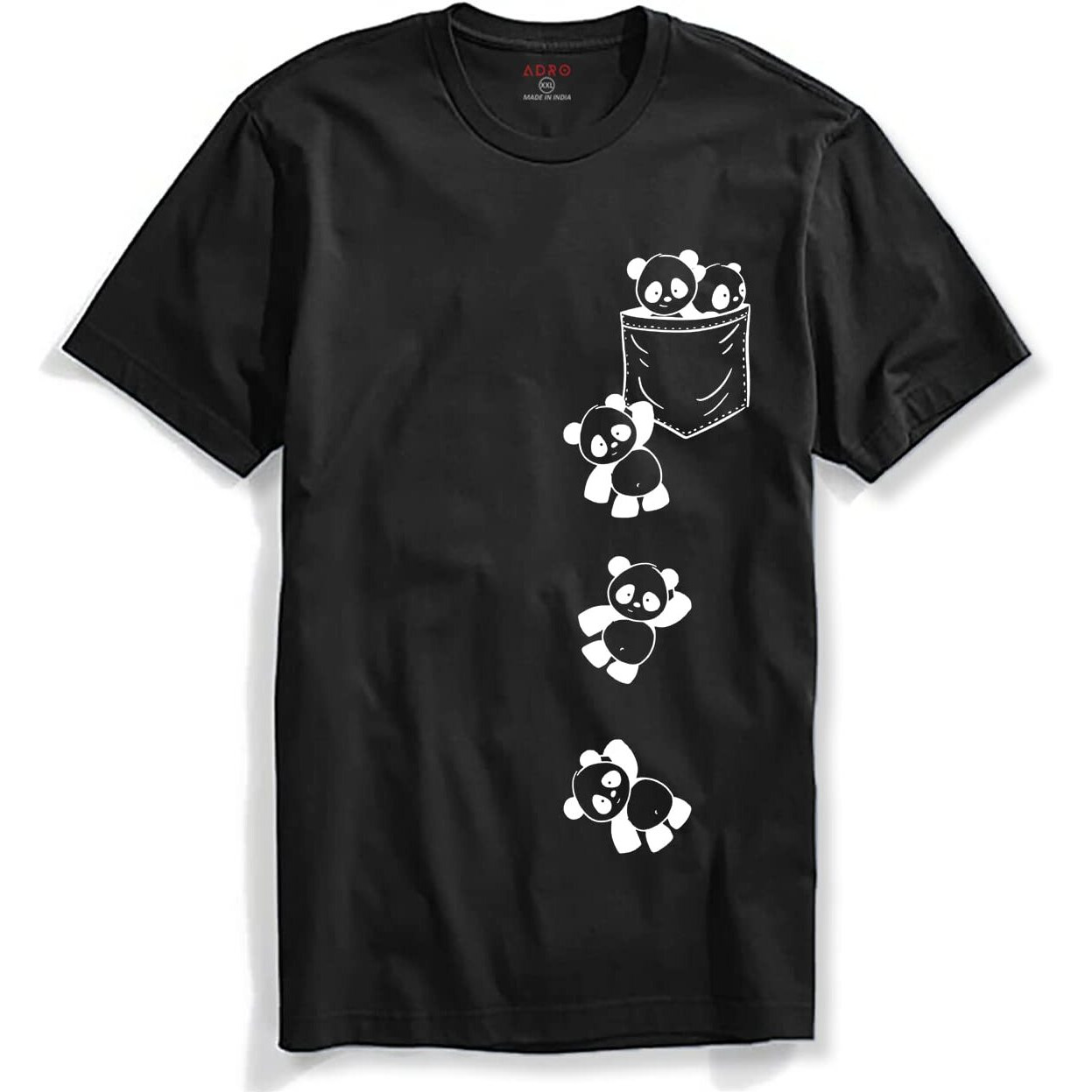 Adro Men's Graphic Printed T-Shirt (Rnr-M-Poc-Bl_Black_M)