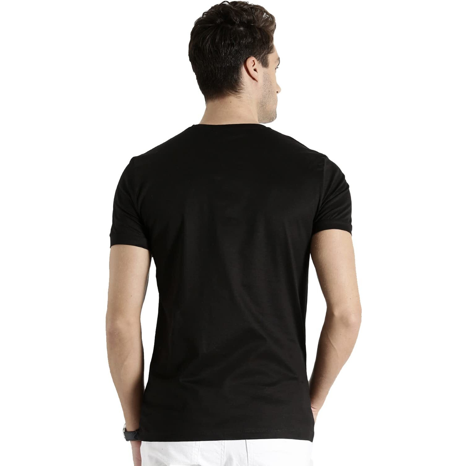 Adro Men's Graphic Printed T-Shirt (Rnr-M-Poc-Bl_Black_M)