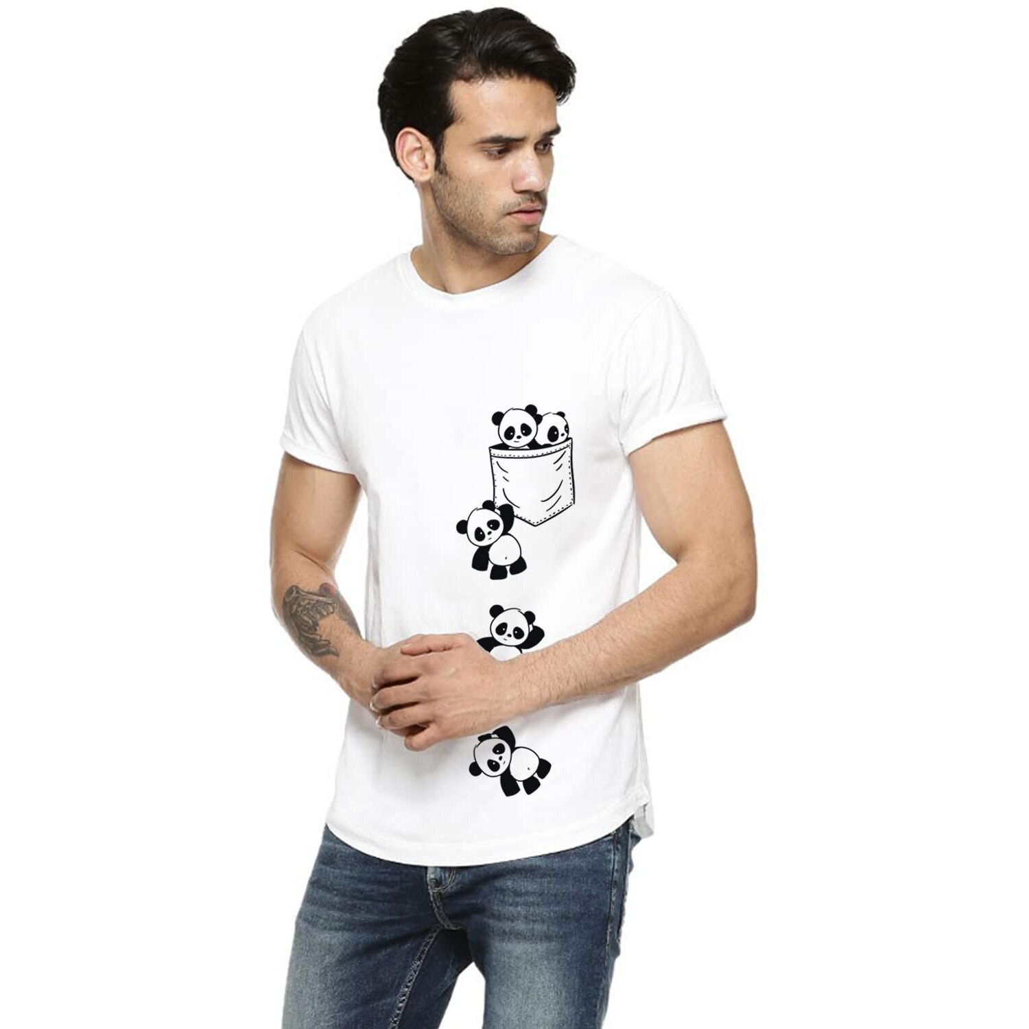 Adro Men's Graphic Printed T-Shirt (Rnr-M-Poc-Wh_White_M)