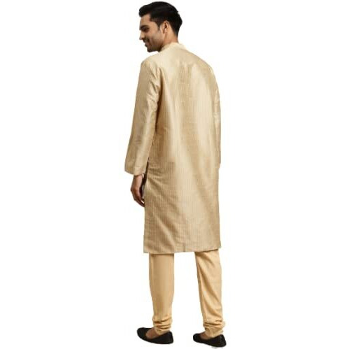 Sojanya (Since 1958, Men's Silk Blend Gold Pintex Only Kurta, Size 36