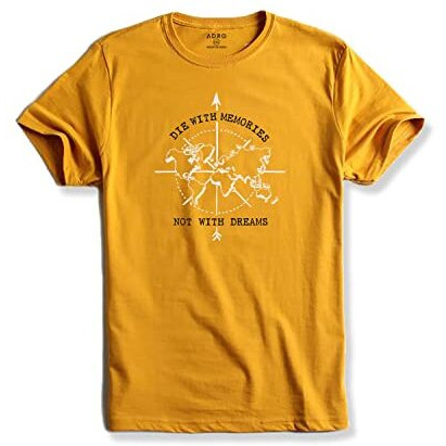 Adro Die With Memories Not With Dreams Mens Printed T-Shirt (M, Mustard)