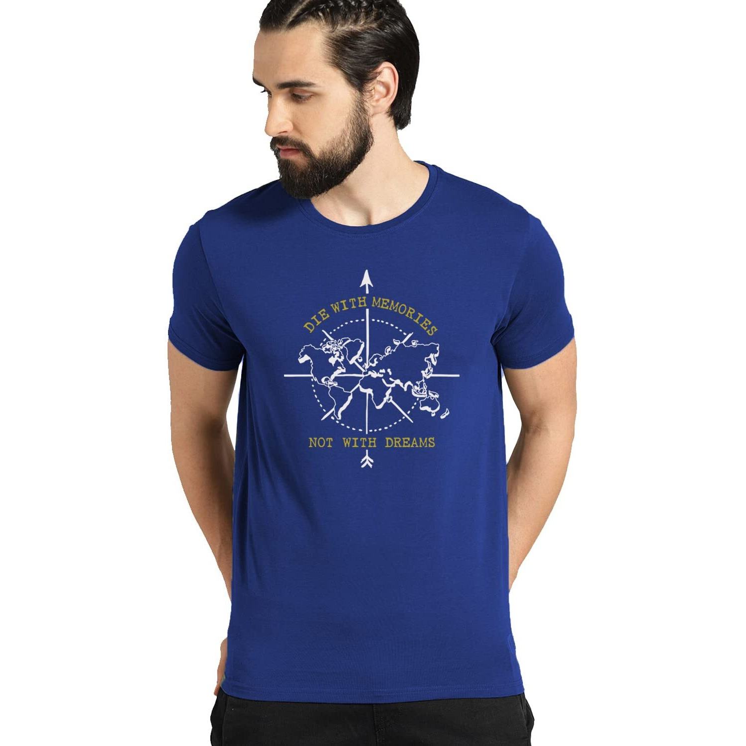 Adro Die With Memories Not With Dreams Mens Printed T-Shirt (M, Royal Blue)