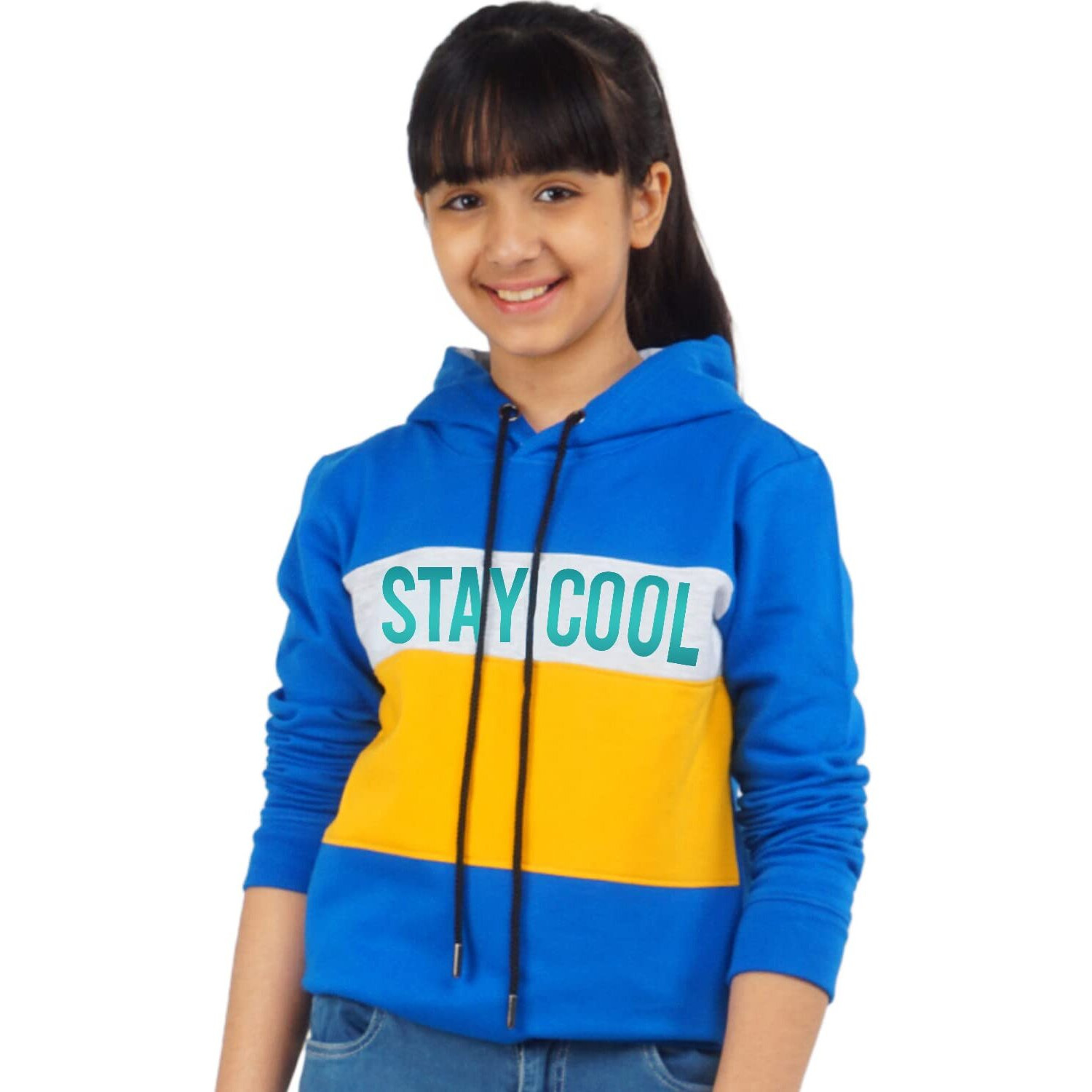 Real Basics Girl's Cotton Hooded Neck Sweatshirts (Rb-Ghood-P1-910-Schoodie003_Multicolor_9 Years-10 Years)