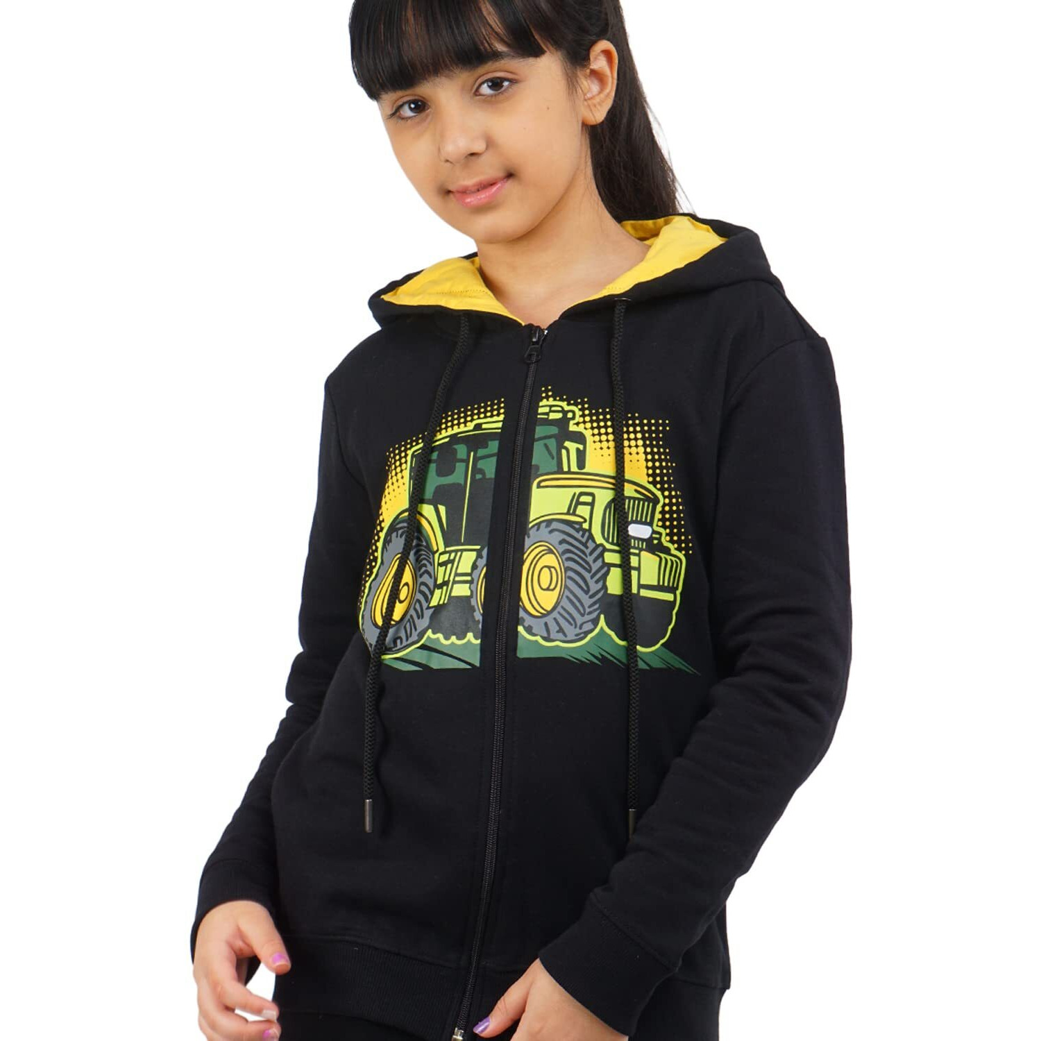 Real Basics Girl's Cotton Hooded Neck Sweatshirts (Rb-Ghood-P1-34-Truckhoodie003_Multicolor_3 Years-4 Years)