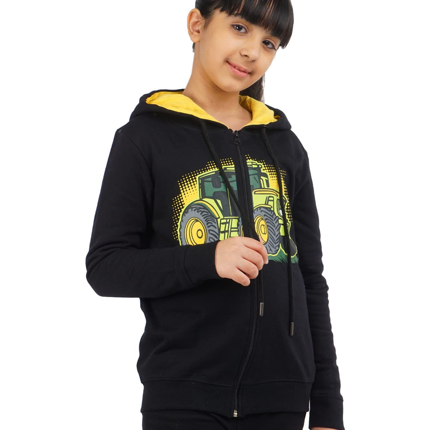 Real Basics Girl's Cotton Hooded Neck Sweatshirts (Rb-Ghood-P1-56-Truckhoodie003_Multicolor_5 Years-6 Years)