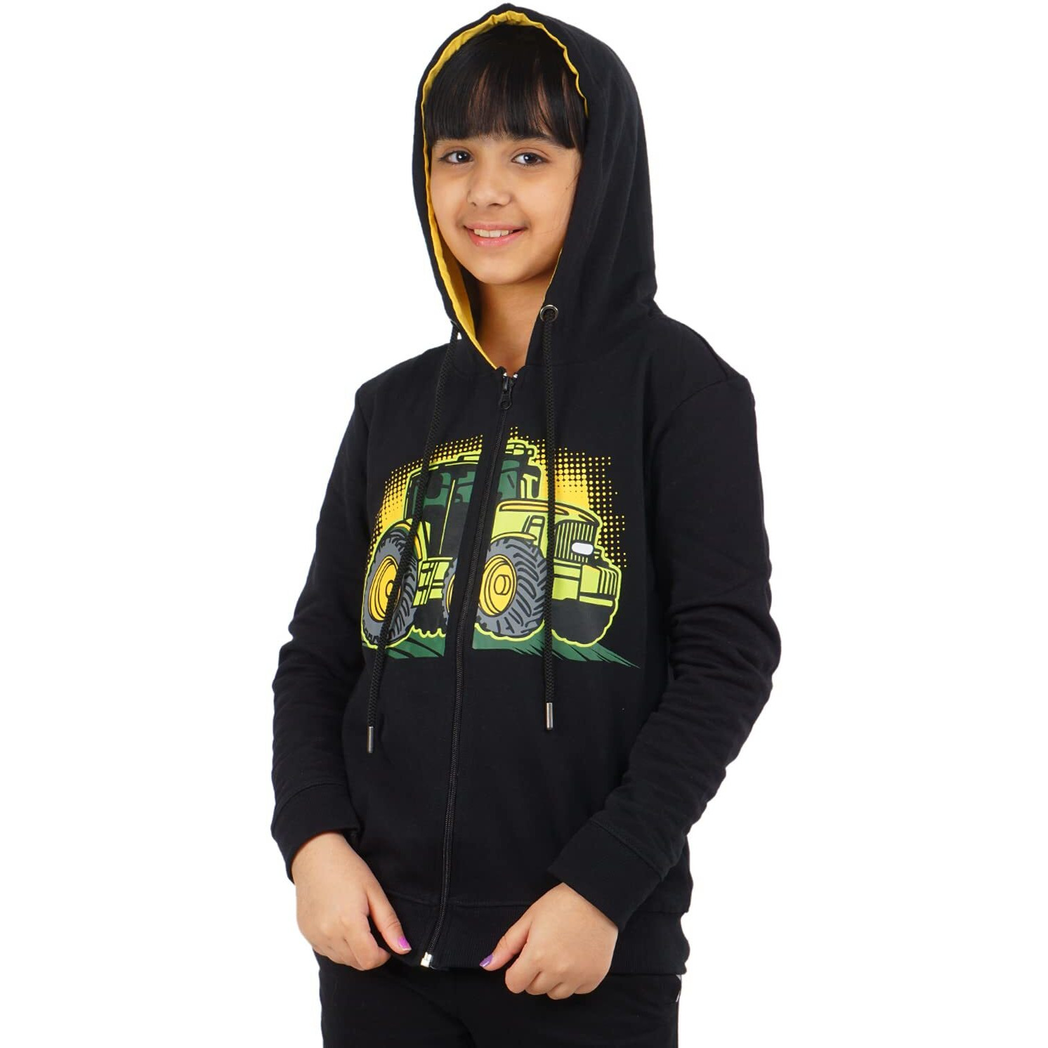 Real Basics Girl's Cotton Hooded Neck Sweatshirts (Rb-Ghood-P1-56-Truckhoodie003_Multicolor_5 Years-6 Years)