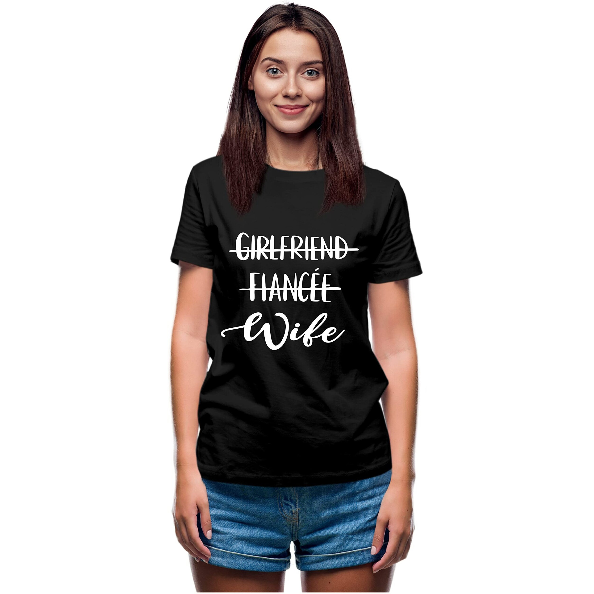 Hangout Hub Hh-P104 Men's & Women's Round Neck T-Shirt Boyfriend Fiance Husband-Girlfriend Fiancee Wife(BlackMen XxlWomen Xxl)-Pack Of 2-Couple T-Shirts