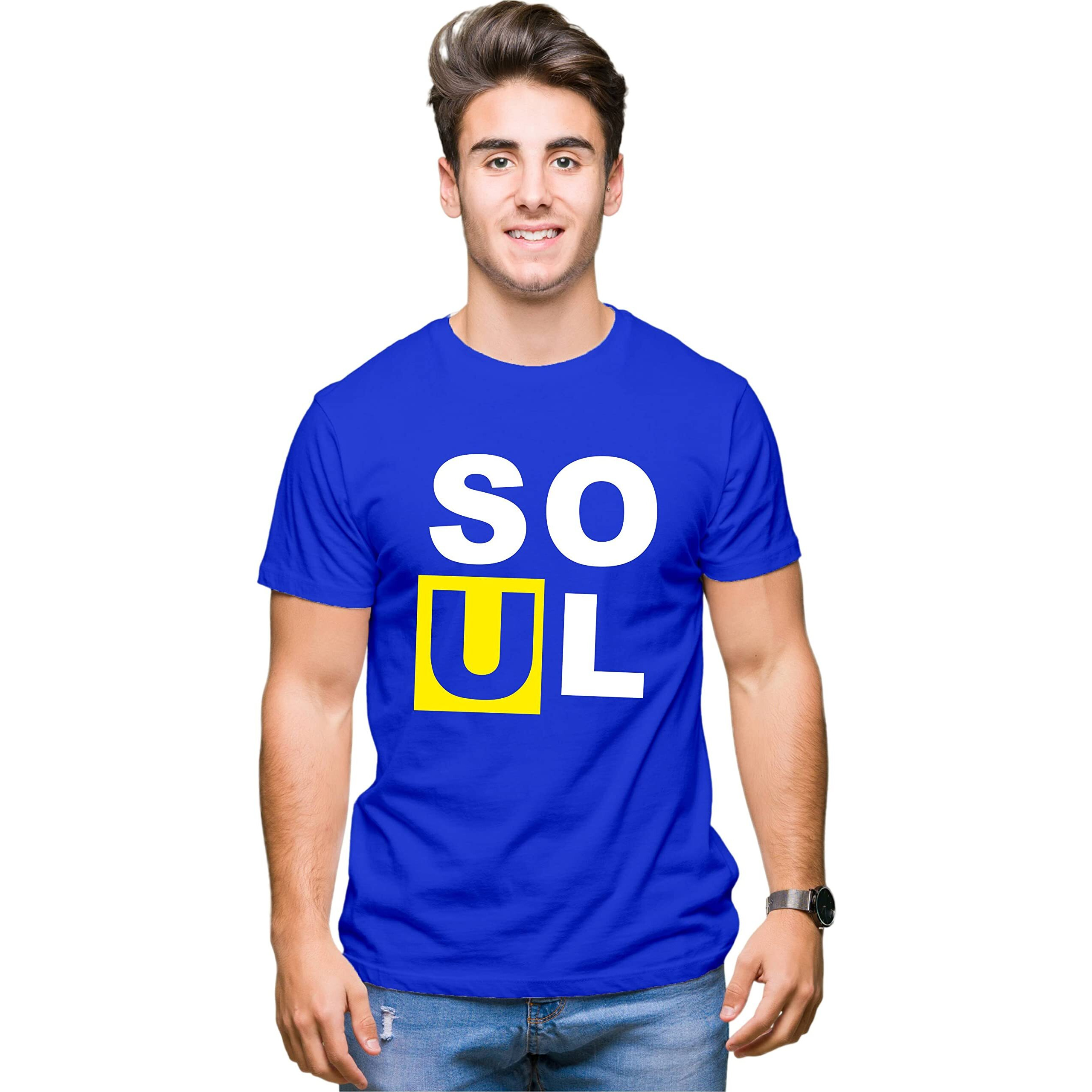 Hangout Hub Hh7 Men's & Women's Round Neck T-Shirt-Soul Mate (BlueMen XlWomen Xs)-Pack Of 2-Couple T-Shirts