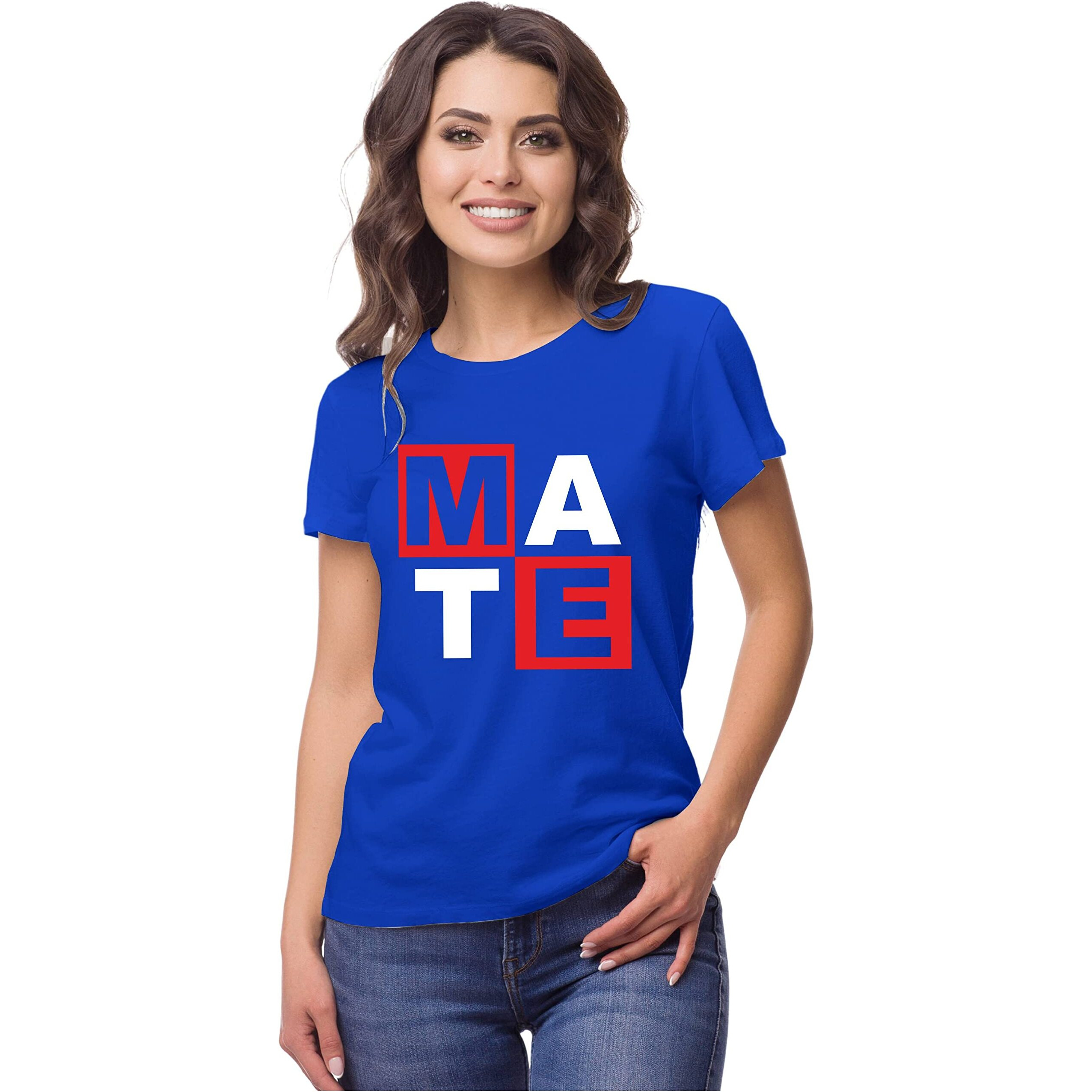 Hangout Hub Hh7 Men's & Women's Round Neck T-Shirt-Soul Mate (BlueMen MWomen Xl)-Pack Of 2-Couple T-Shirts