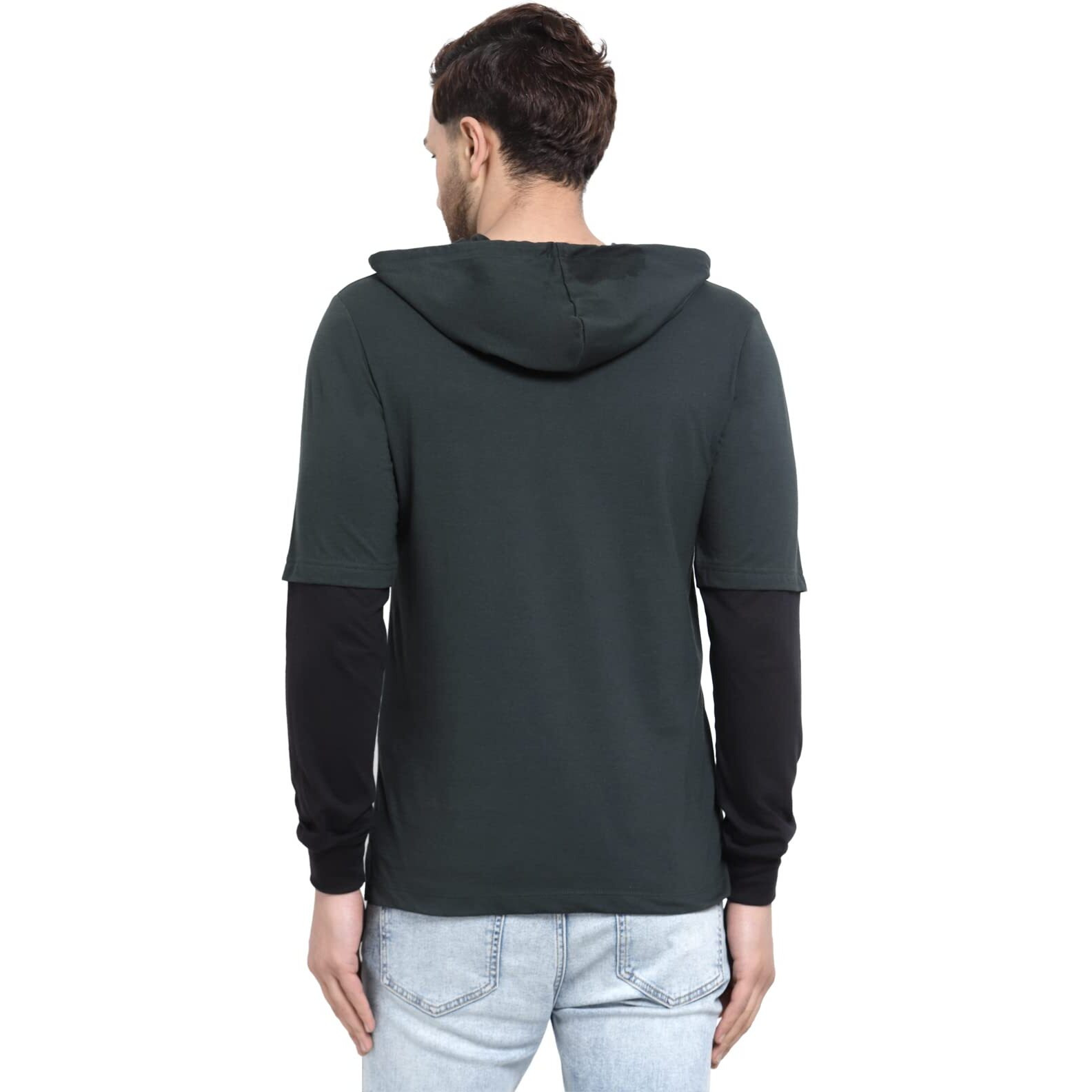 Kalt Men's Cotton Blend Hooded Neck Hoodies (Tm0716 Bgbk 3Xl_Bottle GreenBlack_3Xl)