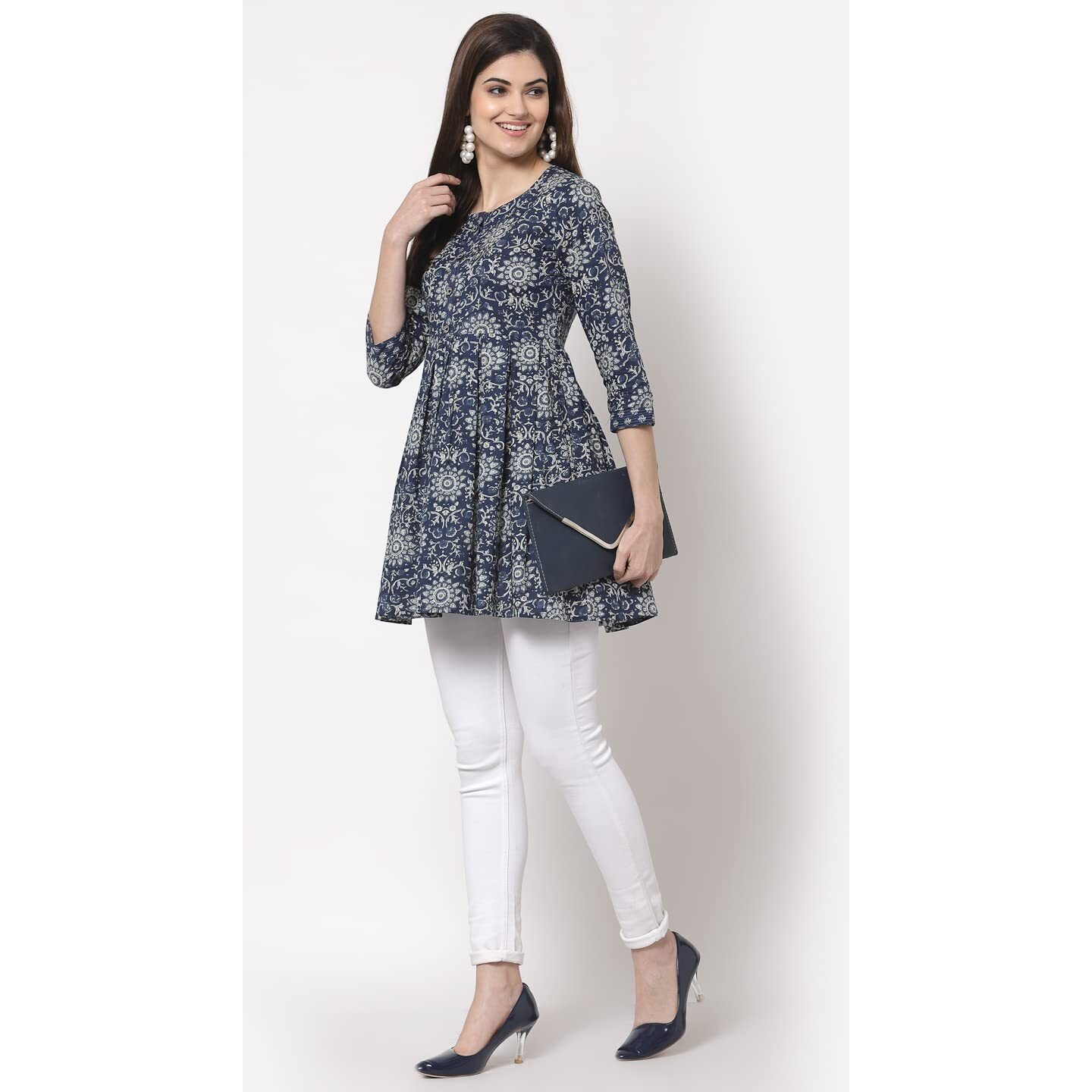 Kbz Women's Stylish Cotton Printed Top | Versatile Stylish And Comfortable | Tops For Women | Tops For Women Stylish | Top For Girls | Western Tops For Women Blue-M