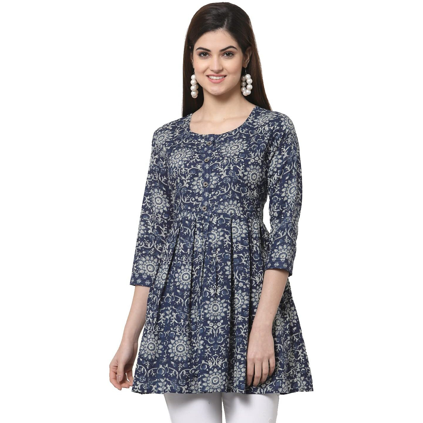 Kbz Women's Stylish Cotton Printed Top Stylish And Comfortable (Blue-Xxl)