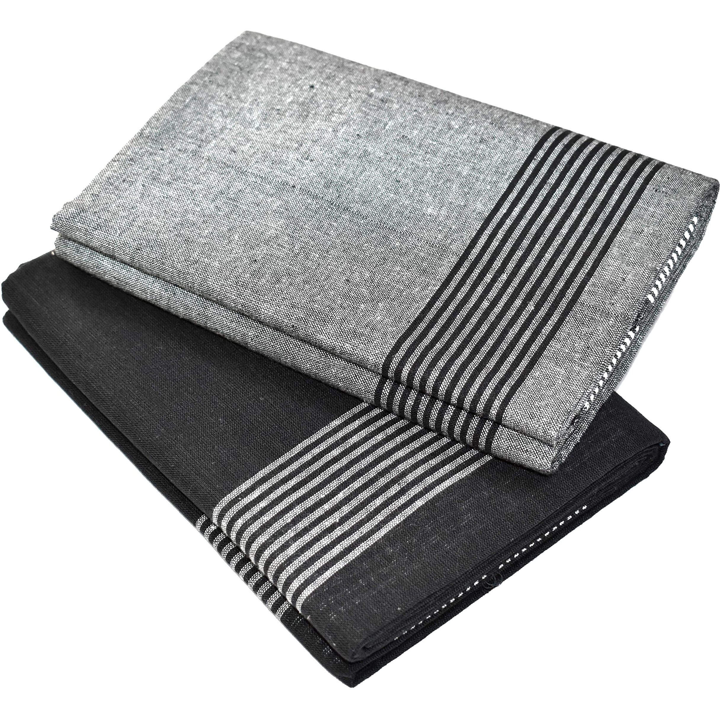 Tuni Mani Men's Cool Cotton Dhoti Plain Solid/Length 2.0M (Pack Of 2) (23 Black & Grey)