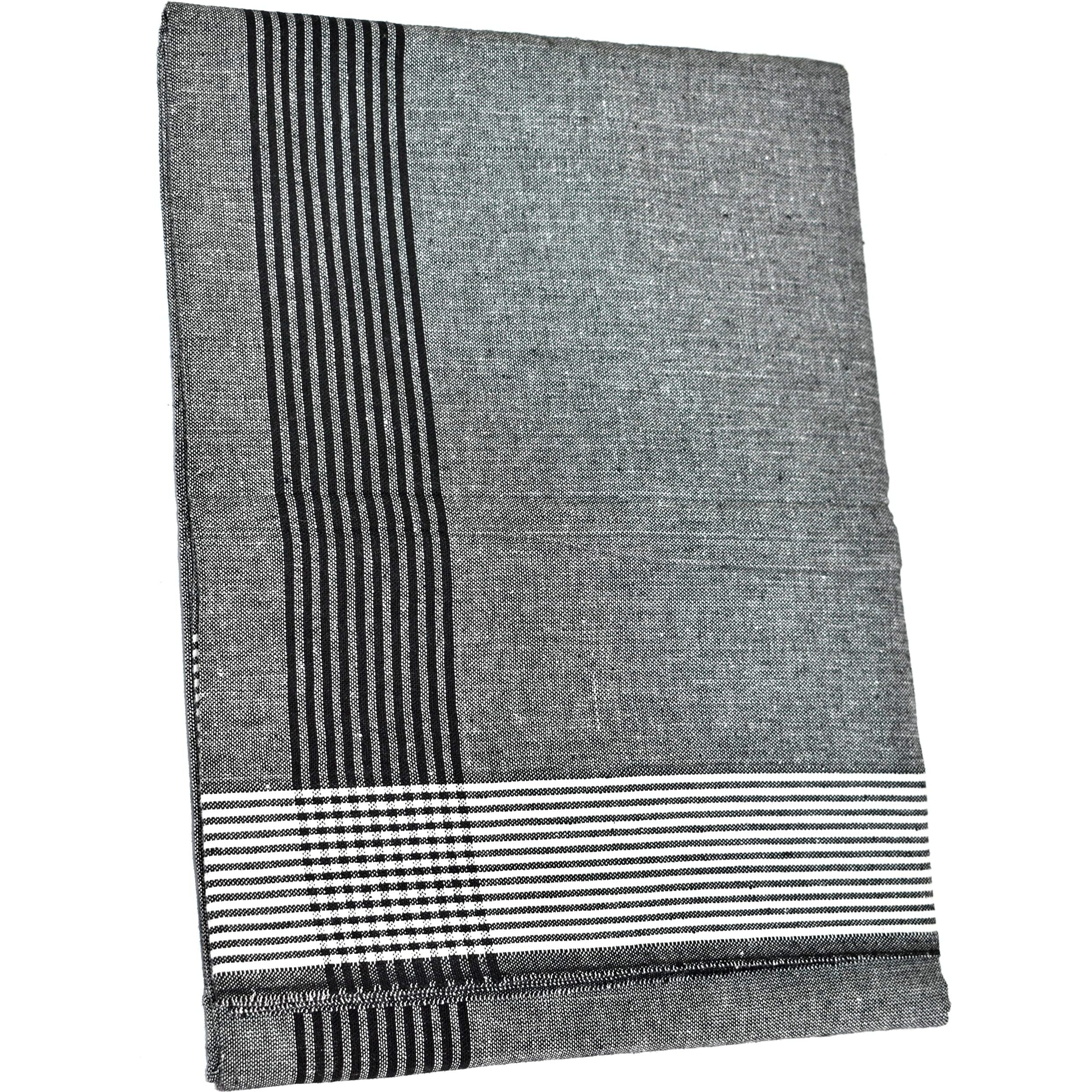 Tuni Mani Men's Cool Cotton Dhoti Plain Solid/Length 2.0M (Pack Of 2) (23 Black & Grey)