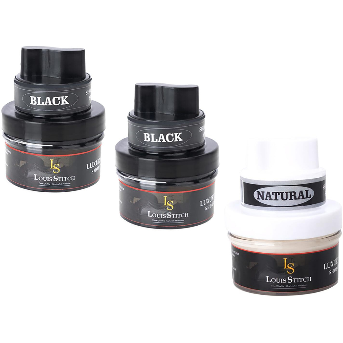 Louis Stitch Black And Neutral Shoe Cream With Applicator For Leather Items (Color_Black Neutral_Pack Of 3) (Accessory)