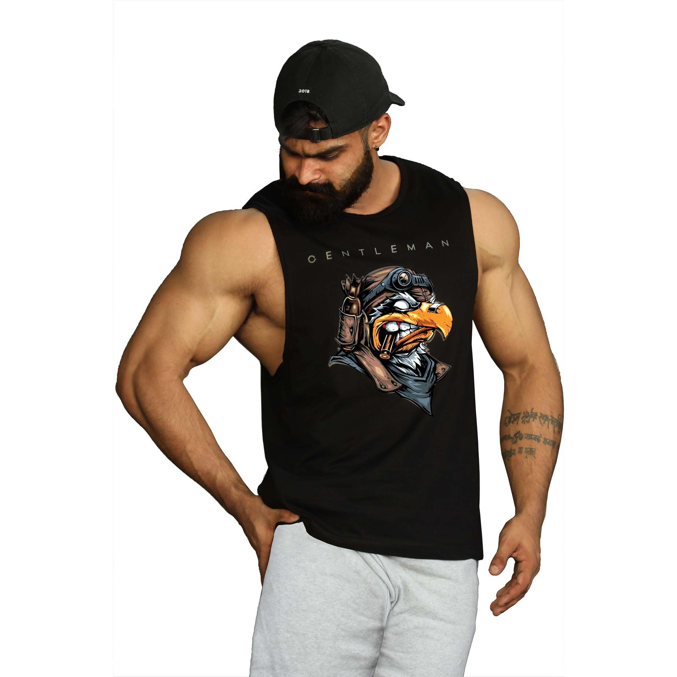 Juari Be A Gentleman Black Printed Regular Fit Vest For Men (Black, Large)