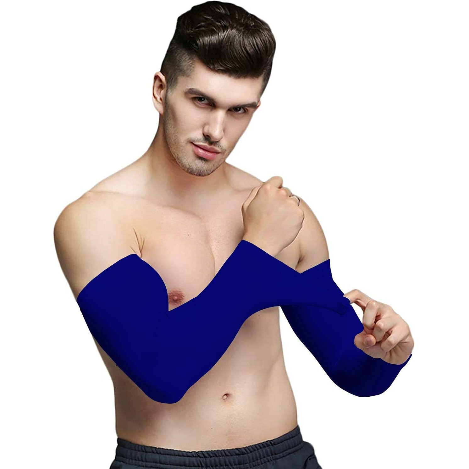 Mark Ample New Arm Sleeves Sun Burn Skin Tan Protection Spf Proof | Arm Sleeves For Driving, Cycling, Tennis, Cricket, Football, Golf, Outdoor, Gym, Riding (Blue)