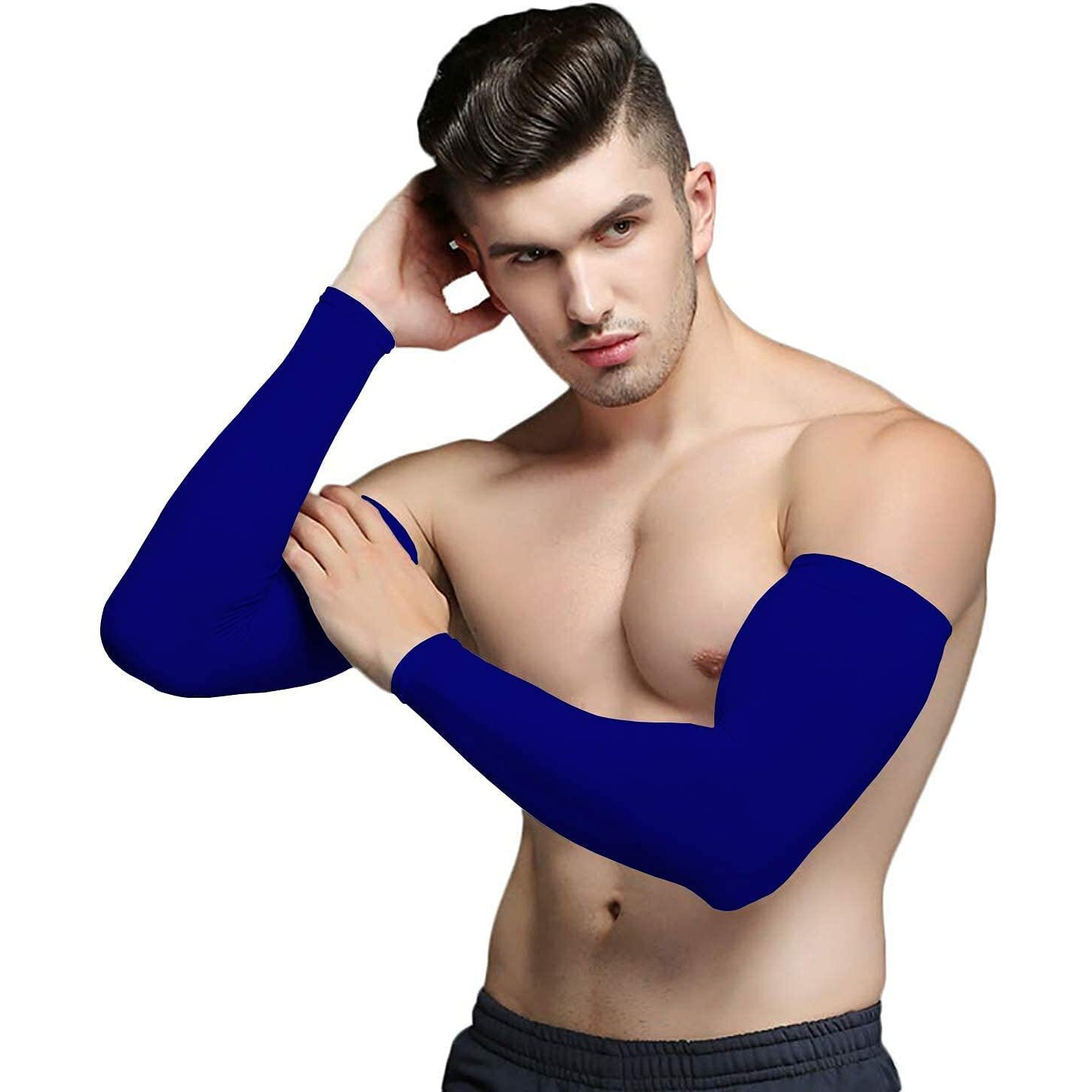 Mark Ample New Arm Sleeves Sun Burn Skin Tan Protection Spf Proof | Arm Sleeves For Driving, Cycling, Tennis, Cricket, Football, Golf, Outdoor, Gym, Riding (Blue)
