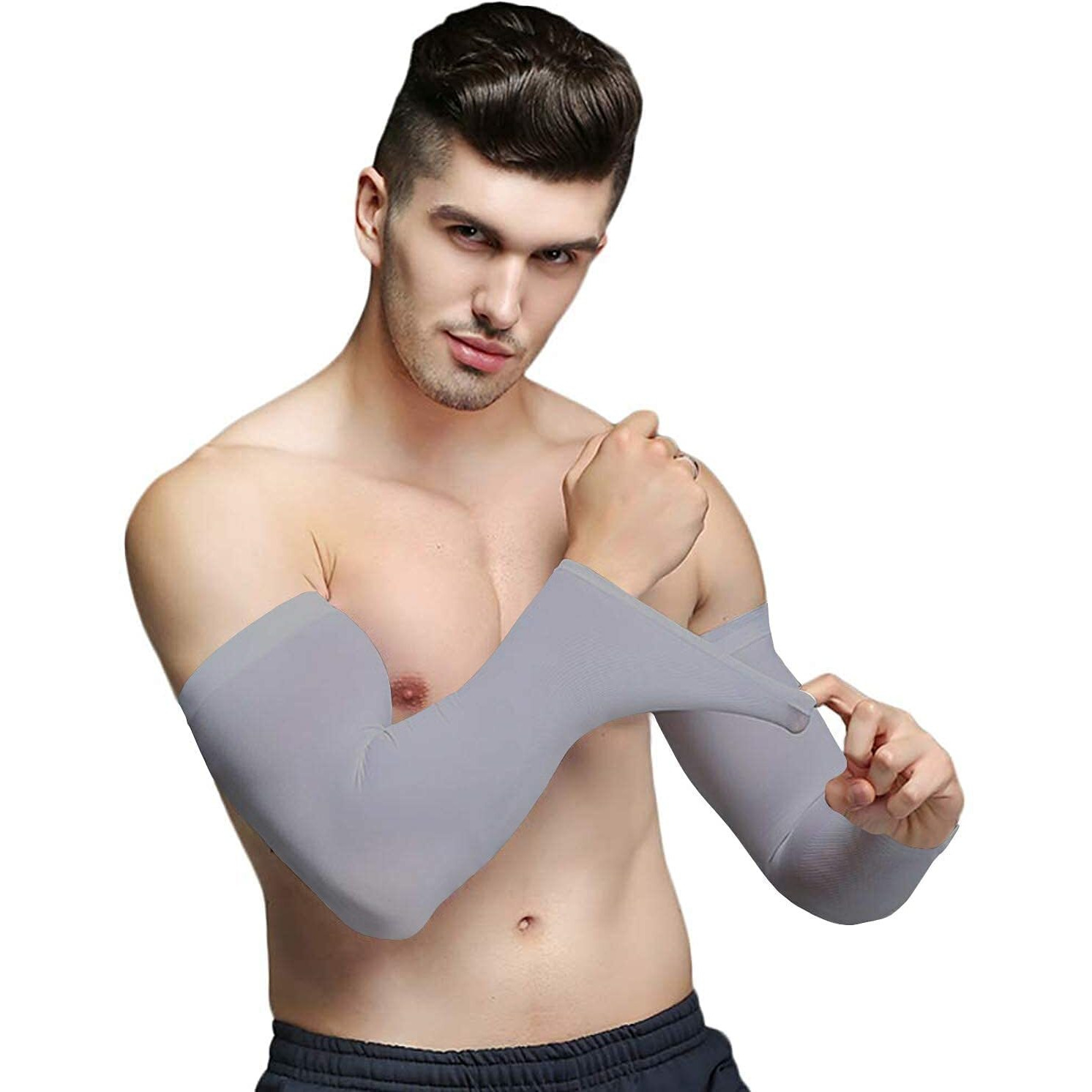 Mark Ample New Arm Sleeves Sun Burn Skin Tan Protection Spf Proof | Arm Sleeves For Driving, Cycling, Tennis, Cricket, Football, Golf, Outdoor, Gym, Riding (Grey)
