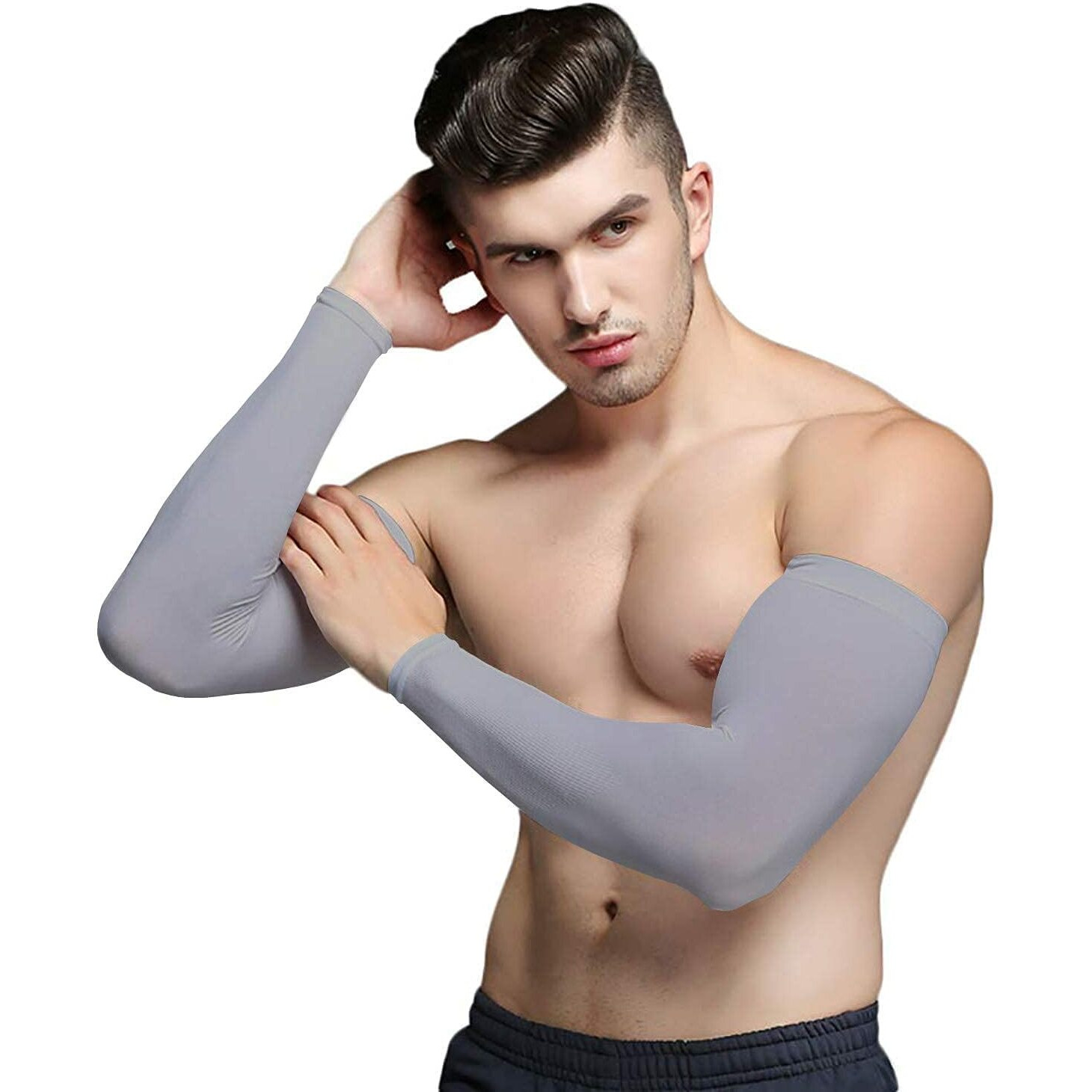 Mark Ample New Arm Sleeves Sun Burn Skin Tan Protection Spf Proof | Arm Sleeves For Driving, Cycling, Tennis, Cricket, Football, Golf, Outdoor, Gym, Riding (Grey)
