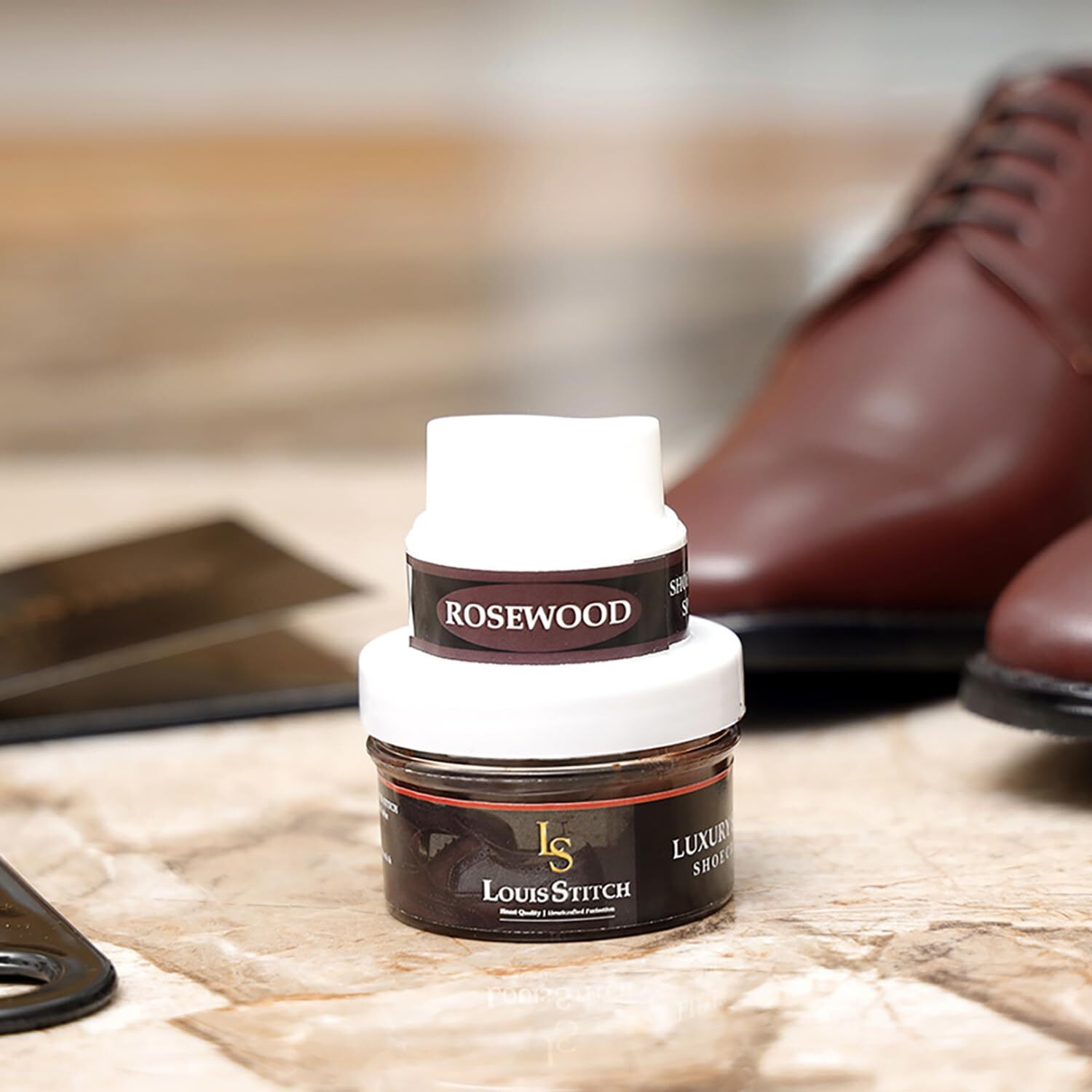 Louis Stitch Black And Rosewood Shoe Cream With Applicator For Leather Items (Color_Black Rosewood_Pack Of 3) (Accessory)