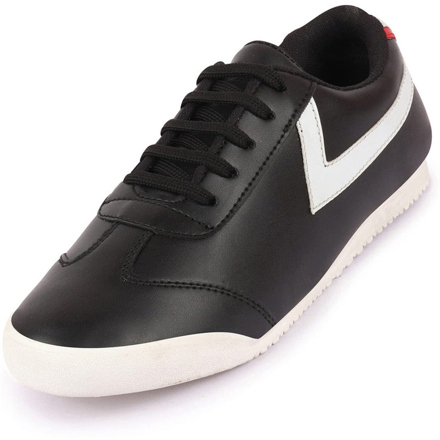 Fausto Fst Ki-8802 Black-41 Men's Black Lace-Up Classic Striped Sneakers Casual Shoes (7 Uk)