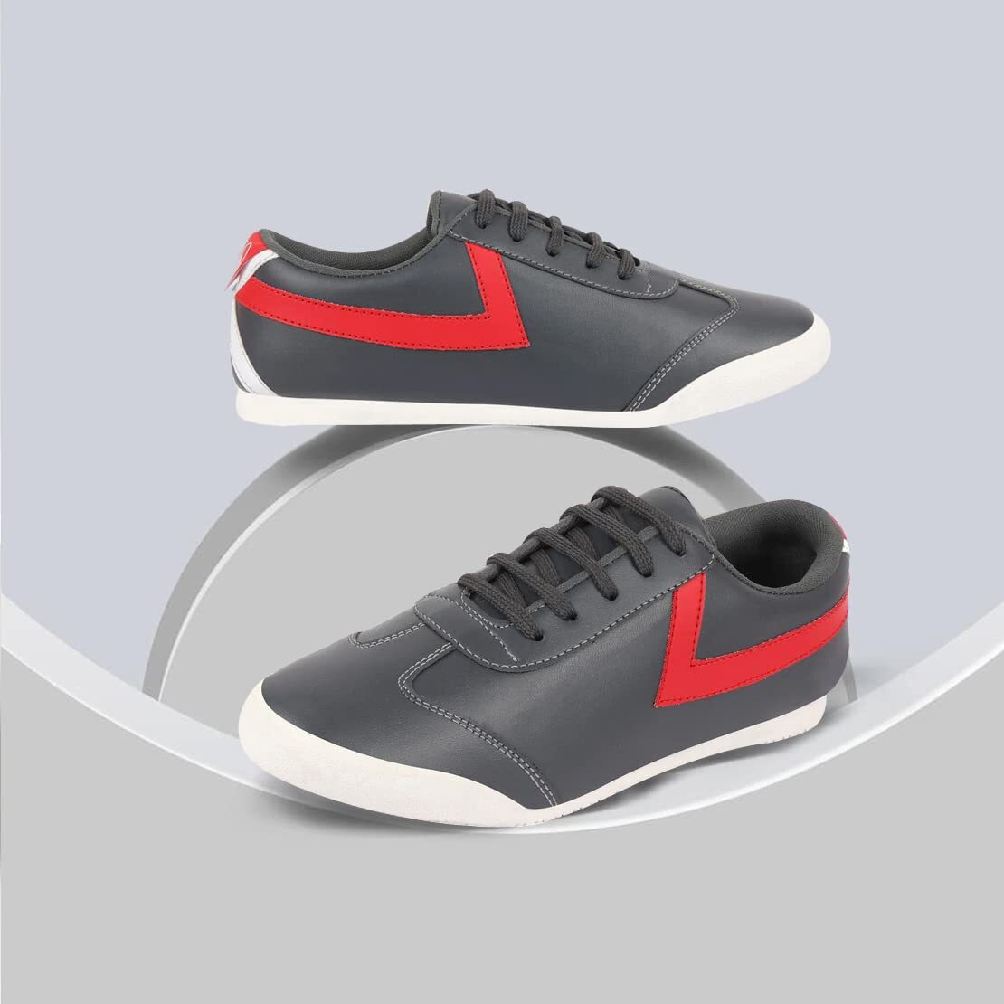 Fausto Fst Ki-8802 Grey-44 Men's Grey Lace-Up Classic Striped Sneakers Casual Shoes (10 Uk)