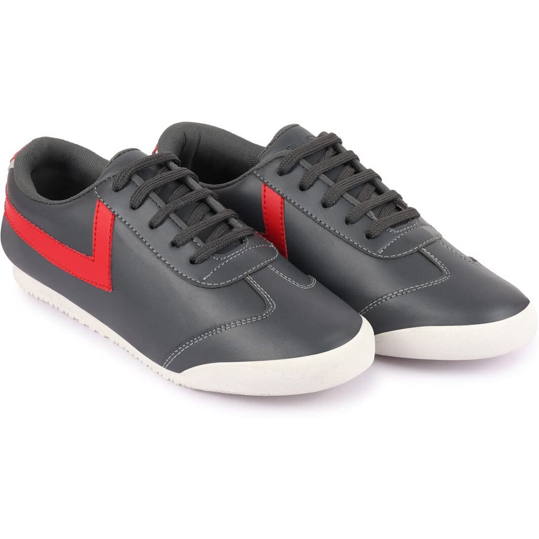 Fausto Fst Ki-8802 Grey-45 Men's Grey Lace-Up Classic Striped Sneakers Casual Shoes (11 Uk)