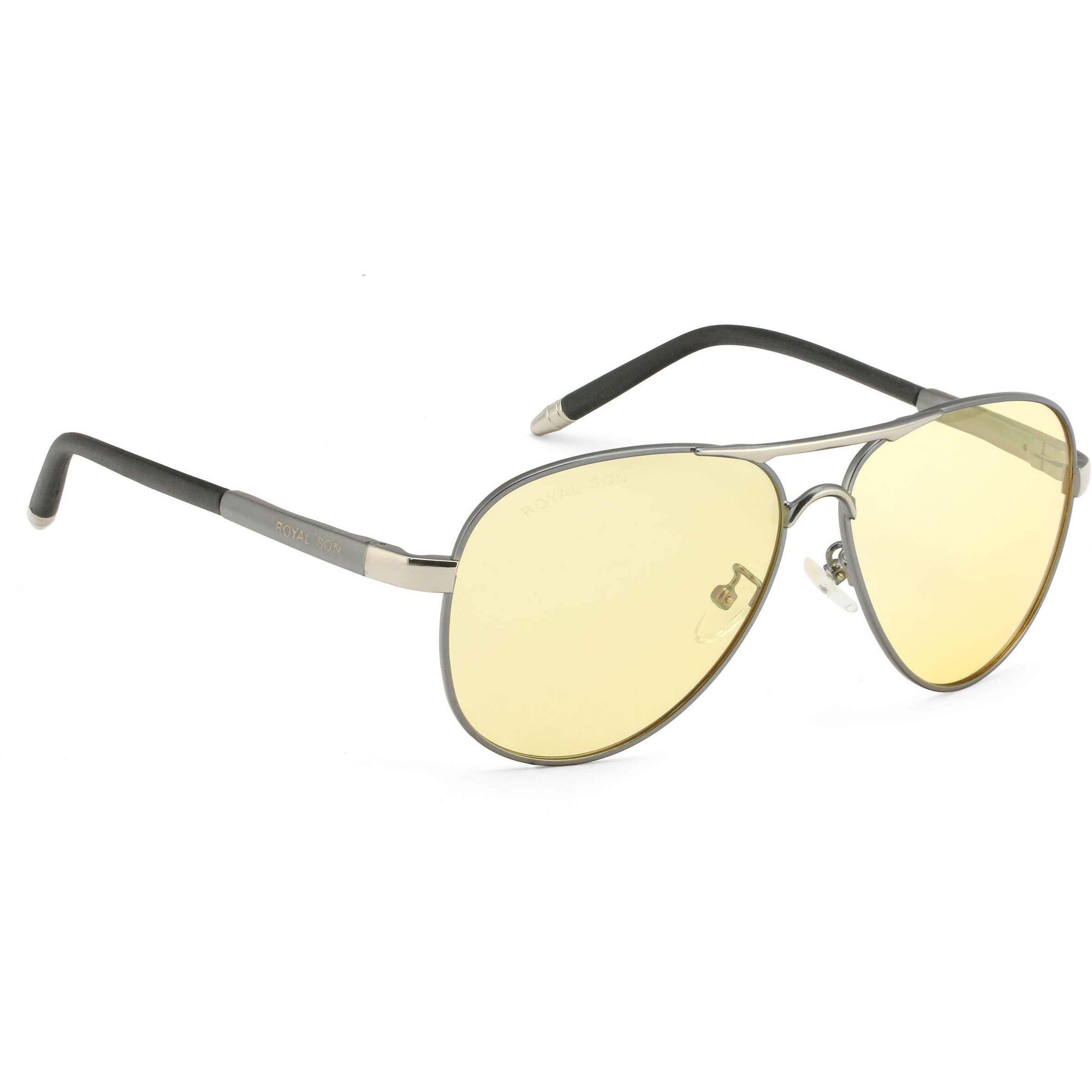 Royal Son Men Women Aviator Polarized Sunglasses Yellow Lens - Chi0082-C4-R1