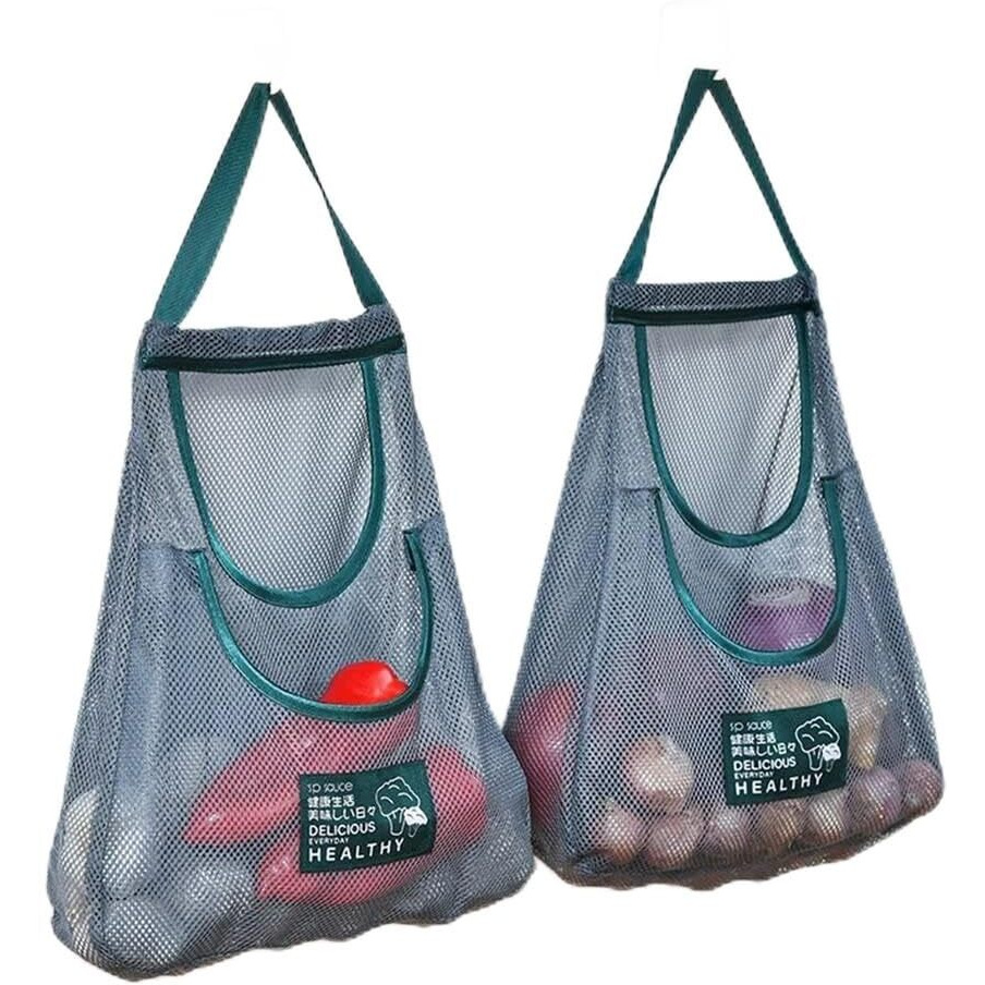 Kunya Reusable Mesh Bags For Fruit And Vegetable Hanging Storage, Kitchen Storage, Washable & Foldable Net Bags Pack Of 2