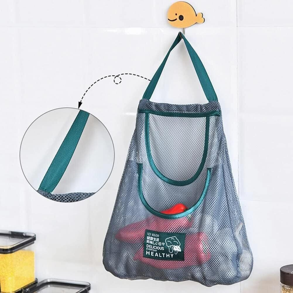 Kunya Reusable Mesh Bags For Fruit And Vegetable Hanging Storage, Kitchen Storage, Washable & Foldable Net Bags Pack Of 2