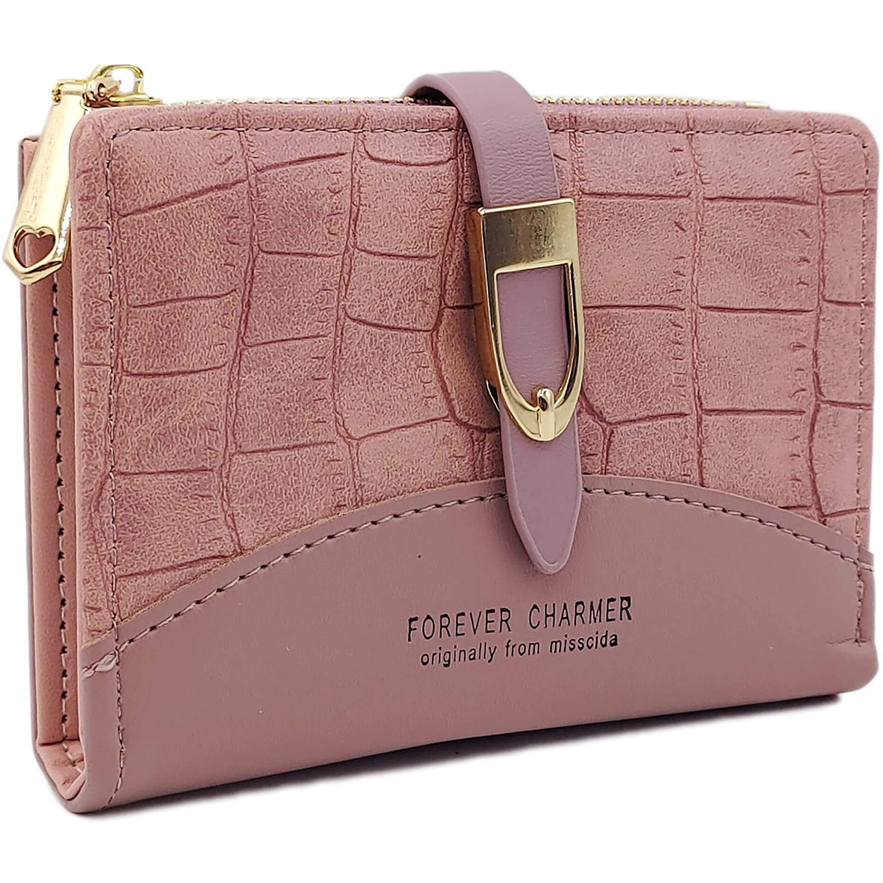Valerie Small Women's Crocodile Print Wallet Pu Leather Multi Fold Wallets Credit Card Holder Coin Purse Zipper Small Clutch Secure Card Case/Gift Wallet For Women And Girls (Purple)