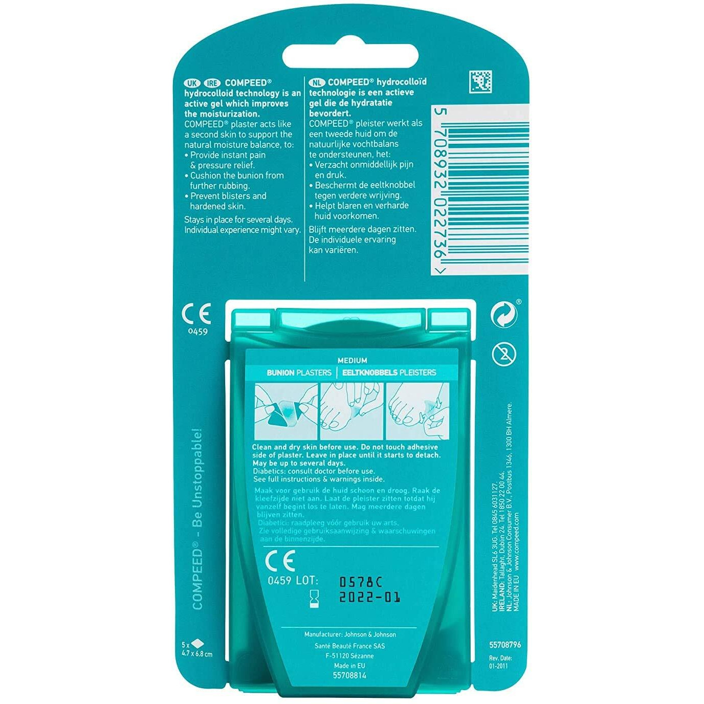 Compeed Bunion Corrector Bandage Pads Instant Relief From Pressure N Rubbing From Shoe While Walking For Men N Women, 5 Patches, Medium, Set Of 3