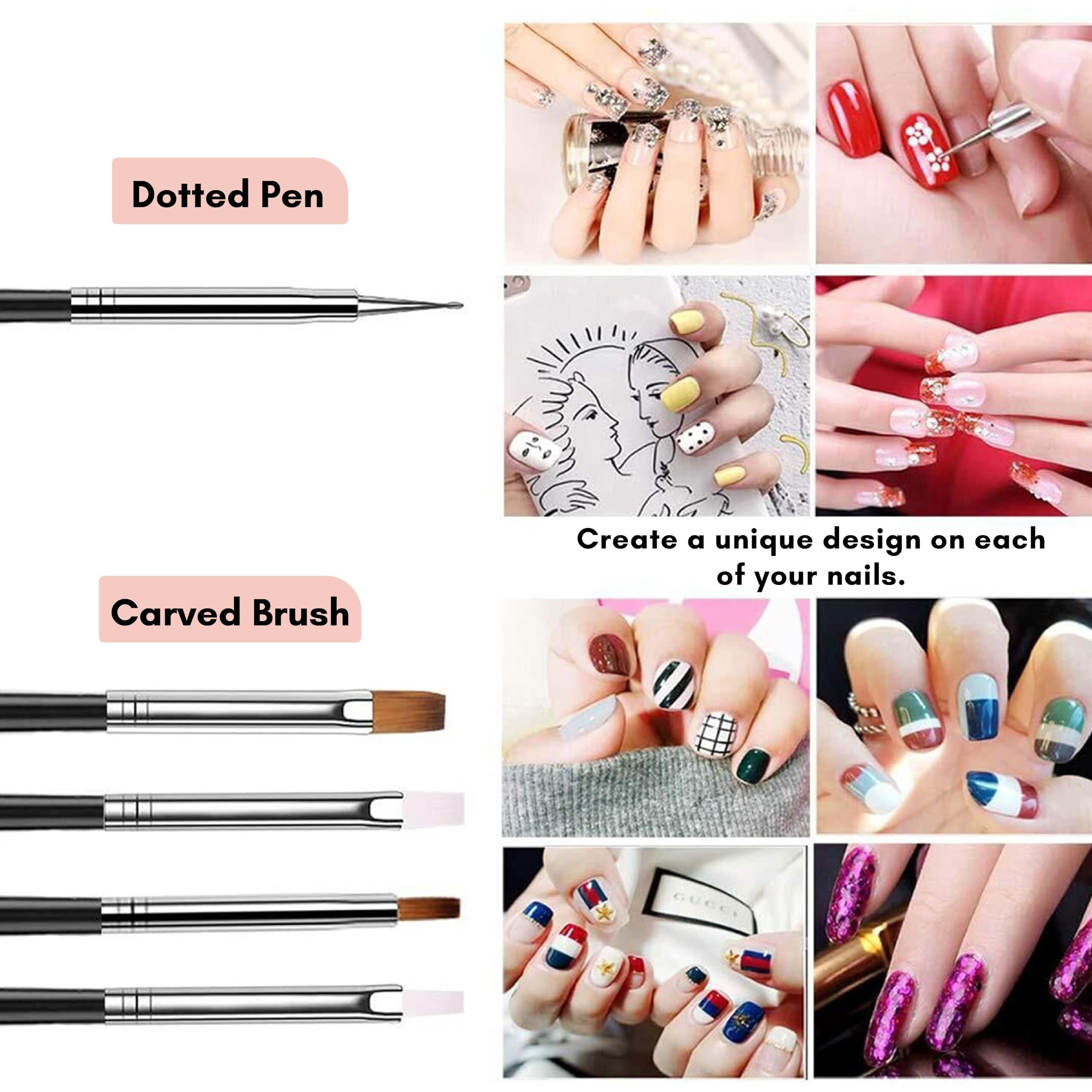 Beaut Secrets 20 Pcs Nail Art Brushes, Nail Art Design Painting And Drawing Uv Polish Brush Tool Kit,Dotting Tool, Acrylic Nail Art Design Painting Tool Pen Polish Nail Brush Set