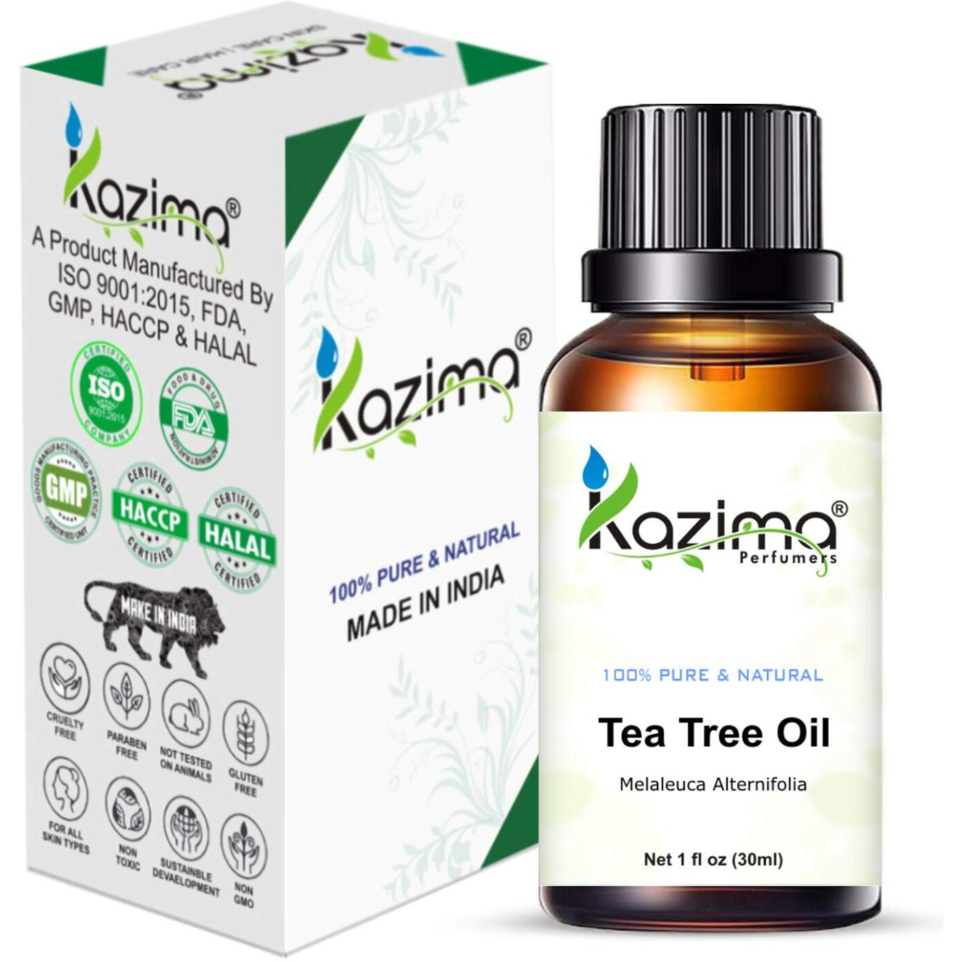 Kazima Tea Tree Essential Oil Natural And Therapeutic Grade For Skin Care And Hair Care (30 Ml)