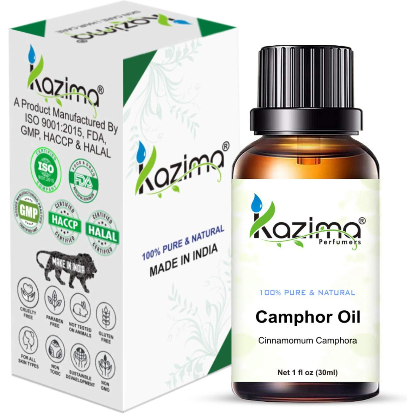 Kazima Camphor Essential Oil - 100% Pure Natural & Undiluted For Skin Care & Hair (30Ml)