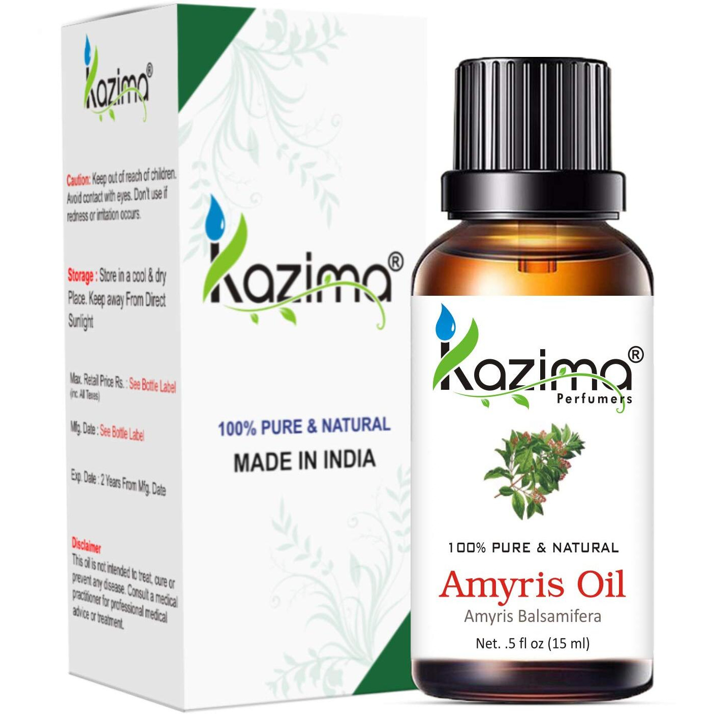 Kazima Amyris Essential Oil - 100% Pure Natural & Undiluted For Skin Care & Hair Care (15Ml)