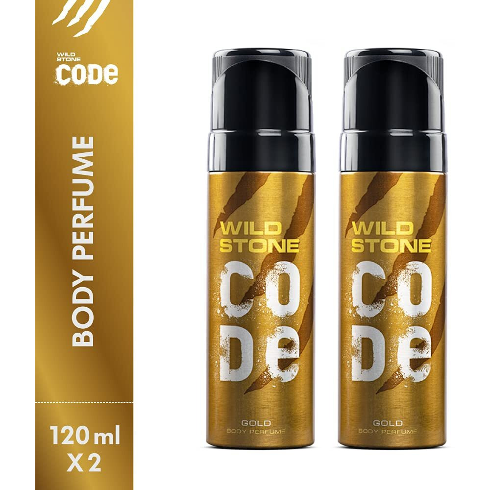 Wild Stone Code Gold Body Perfume Spray For Men With Strong Masculine Aroma For Special Occasion, Pack Of 2 (120Ml Each)