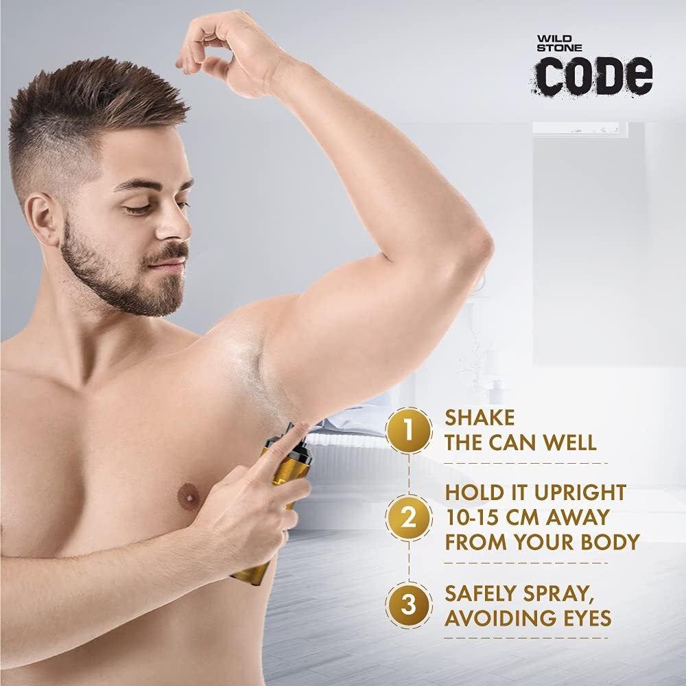 Wild Stone Code Gold Body Perfume Spray For Men With Strong Masculine Aroma For Special Occasion, Pack Of 2 (120Ml Each)