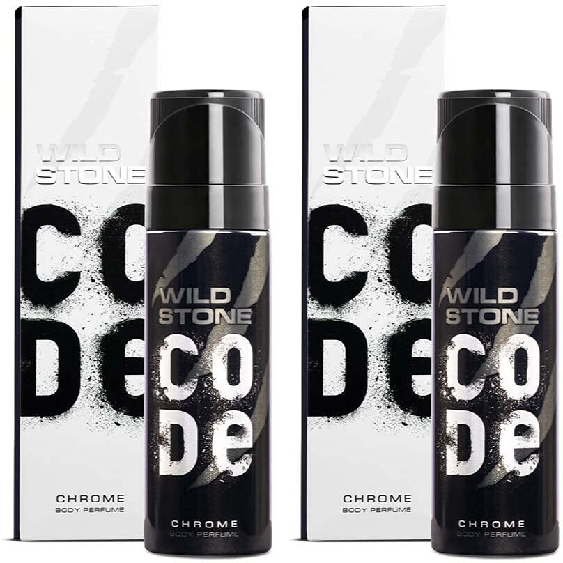 Wild Stone Code Chrome Body Perfume Combo, Scented Spray For Men, 150Ml Each (Pack Of 2)