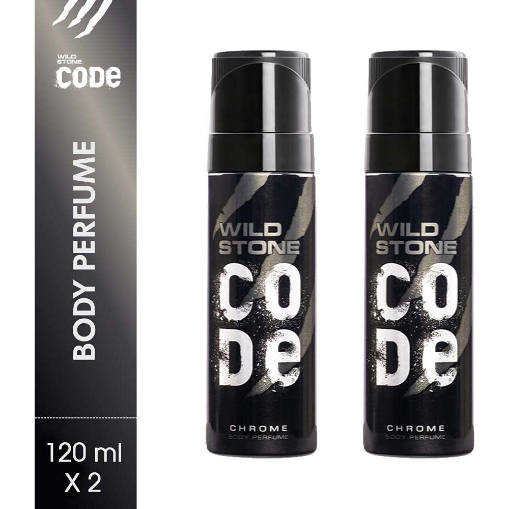 Wild Stone Code Chrome Body Perfume Combo, Scented Spray For Men, 150Ml Each (Pack Of 2)