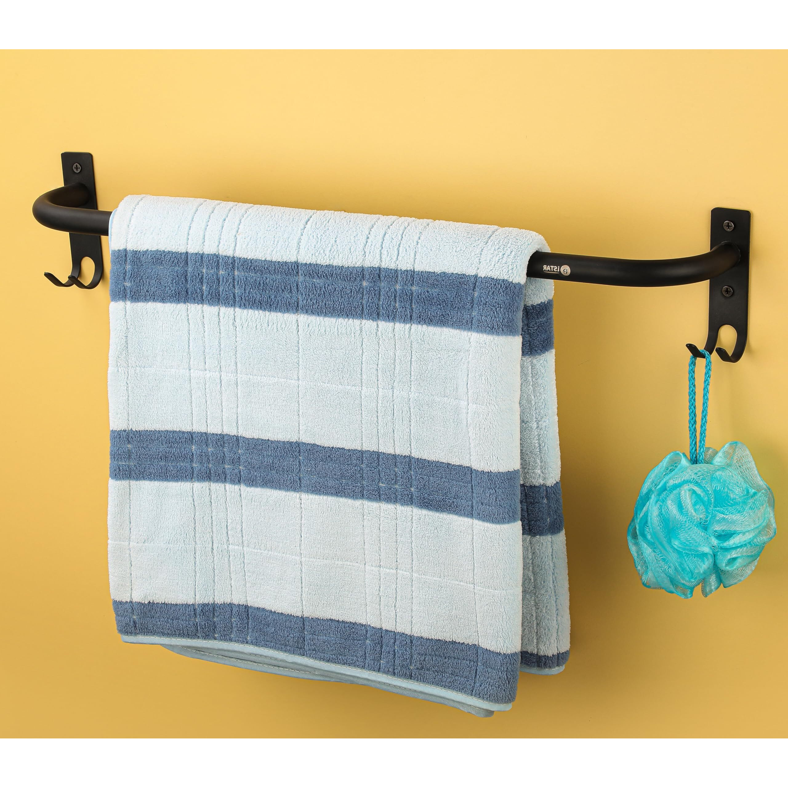 Istar Round Stainless Steel 24 Inch Towel Rod Towel Rack For Bathroom Bar Hanger Stand Bathroom Accessories (Black)