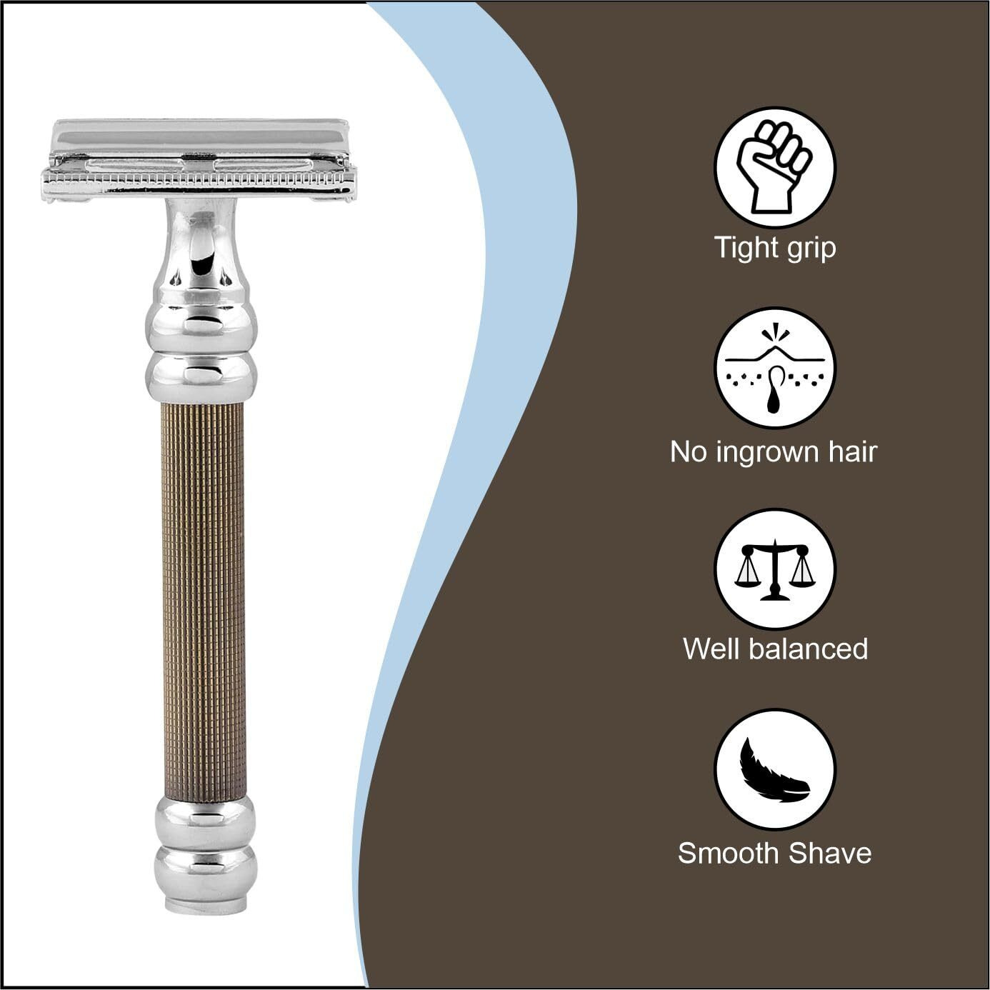 Pearl Men Shaving Double Edge Butterfly Safety Razor Sbf-11 (Gold Black)