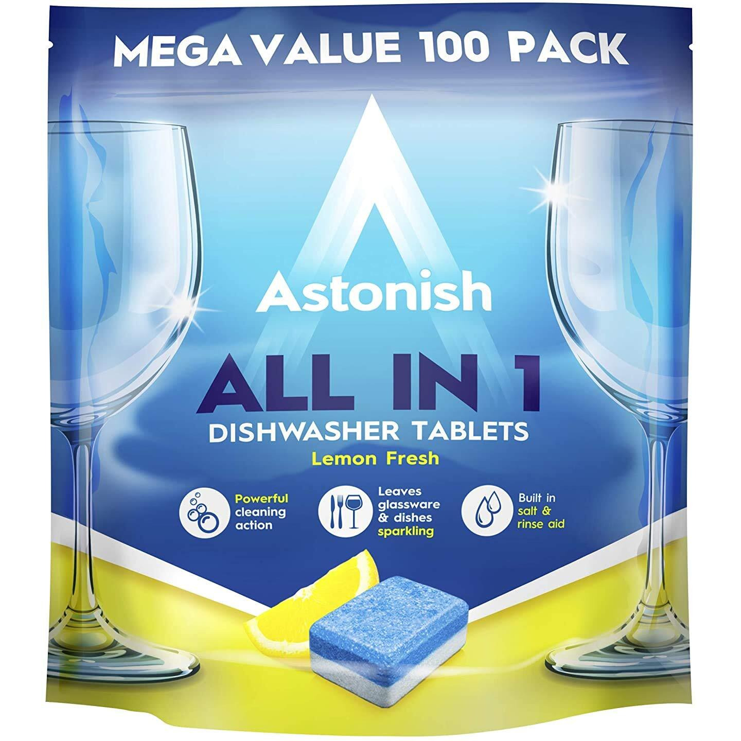 Astonish All In One Dishwasher Tablets 2X100 Tablets | With Build In Rinse Aid And Salt Action | Pack Of 2