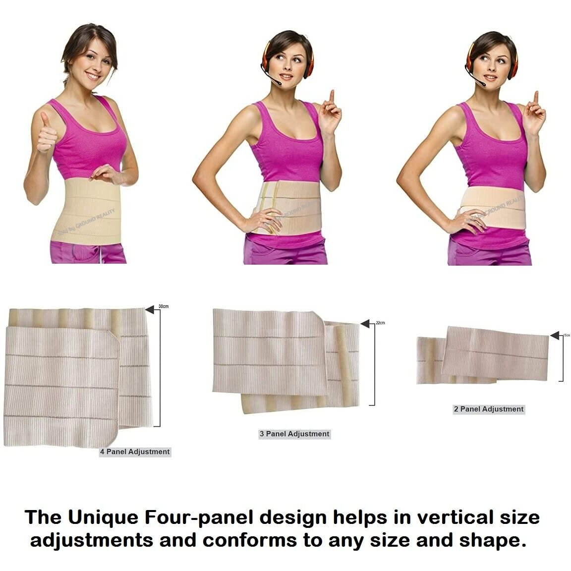 Lady Hawk Dyna Sego Elastic Abdominal Corset 4 Panel Support Belt Binder With Vertical Adjustments For Women After Delivery,Universal Size Elastic Corset Post Pregnancy Waist Belt,Abdominal Support