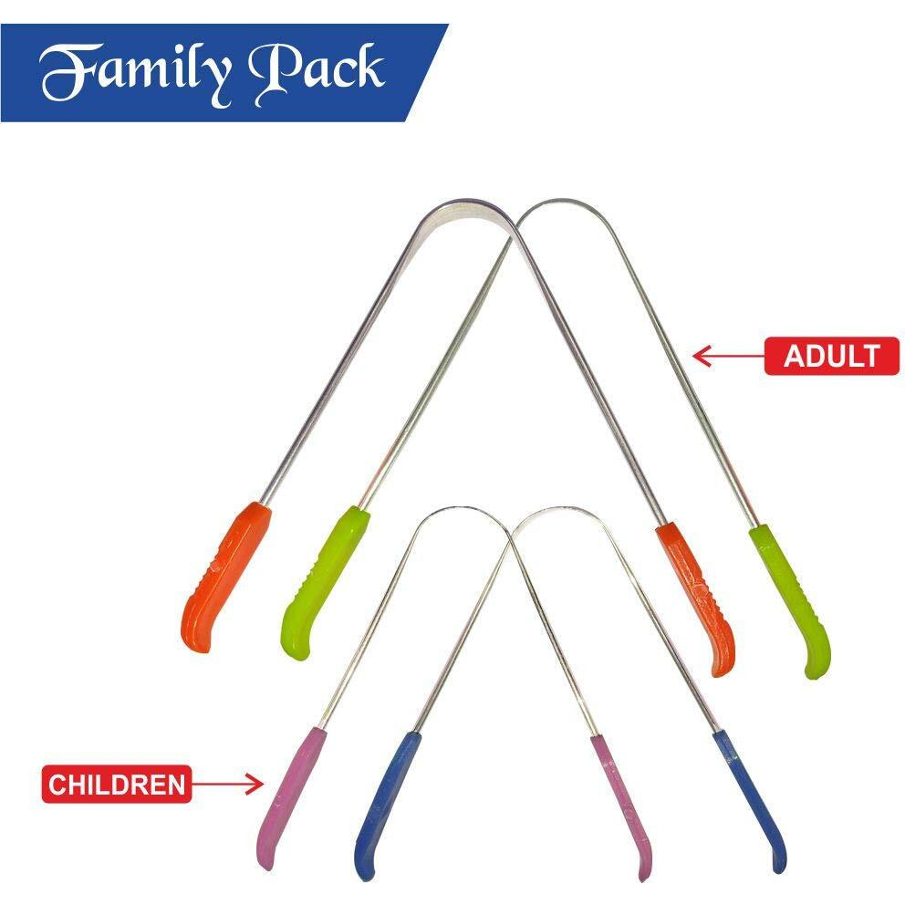 Nurpi Steel Tongue Cleaners For Adult & Children (Happy Family) Pack Of 4